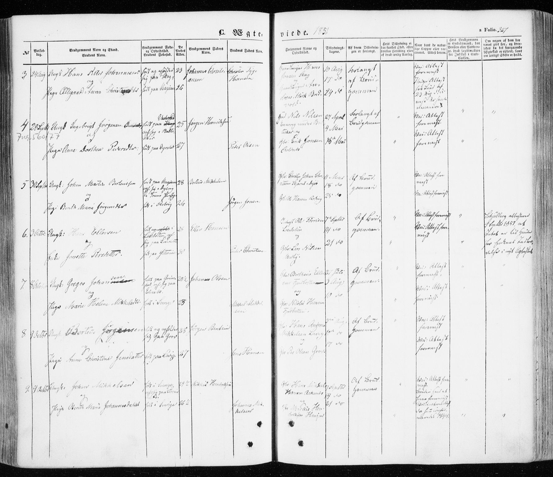 Ibestad sokneprestembete, AV/SATØ-S-0077/H/Ha/Haa/L0008kirke: Ministerialbok nr. 8, 1850-1859, s. 327