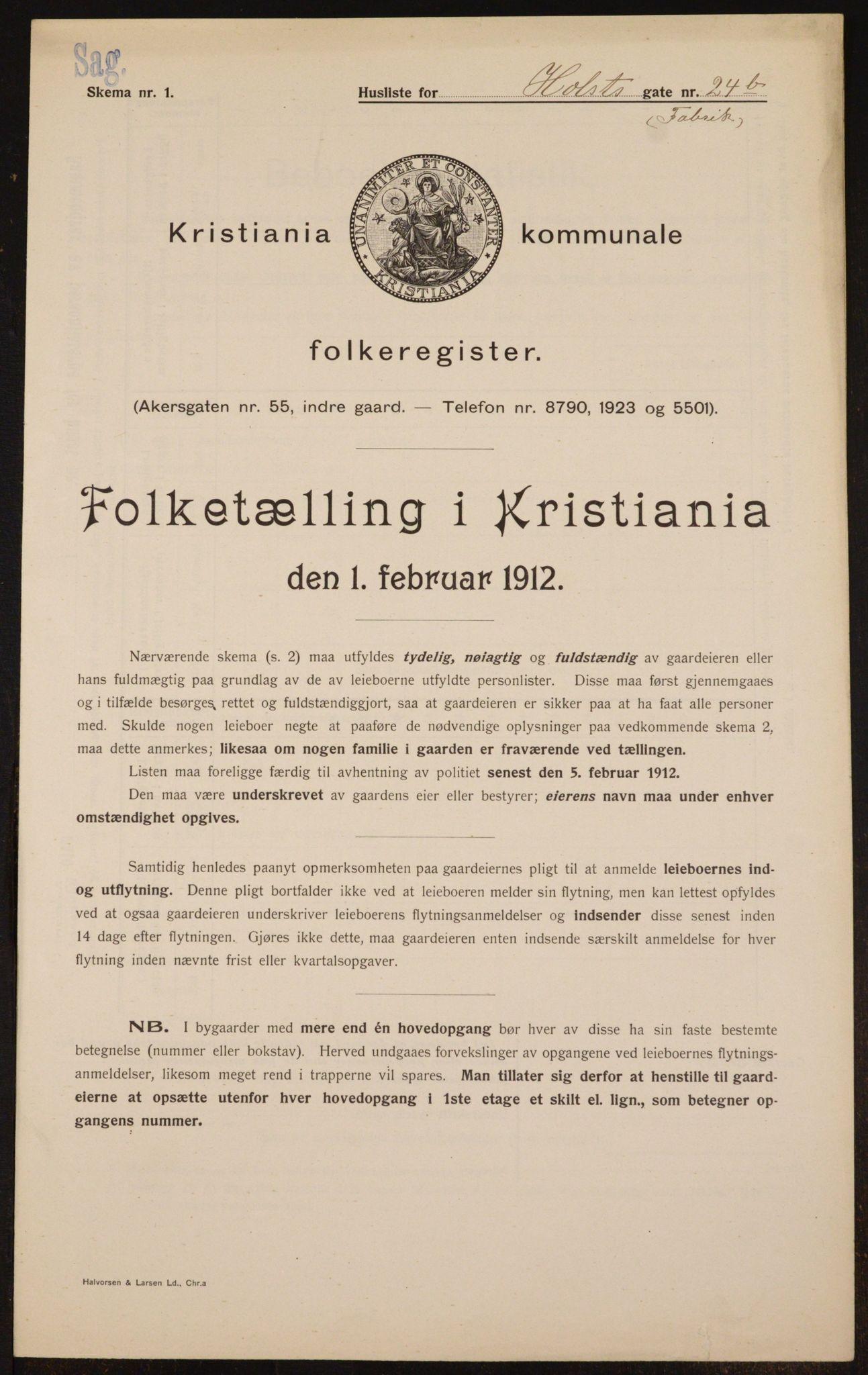 OBA, Kommunal folketelling 1.2.1912 for Kristiania, 1912, s. 41511