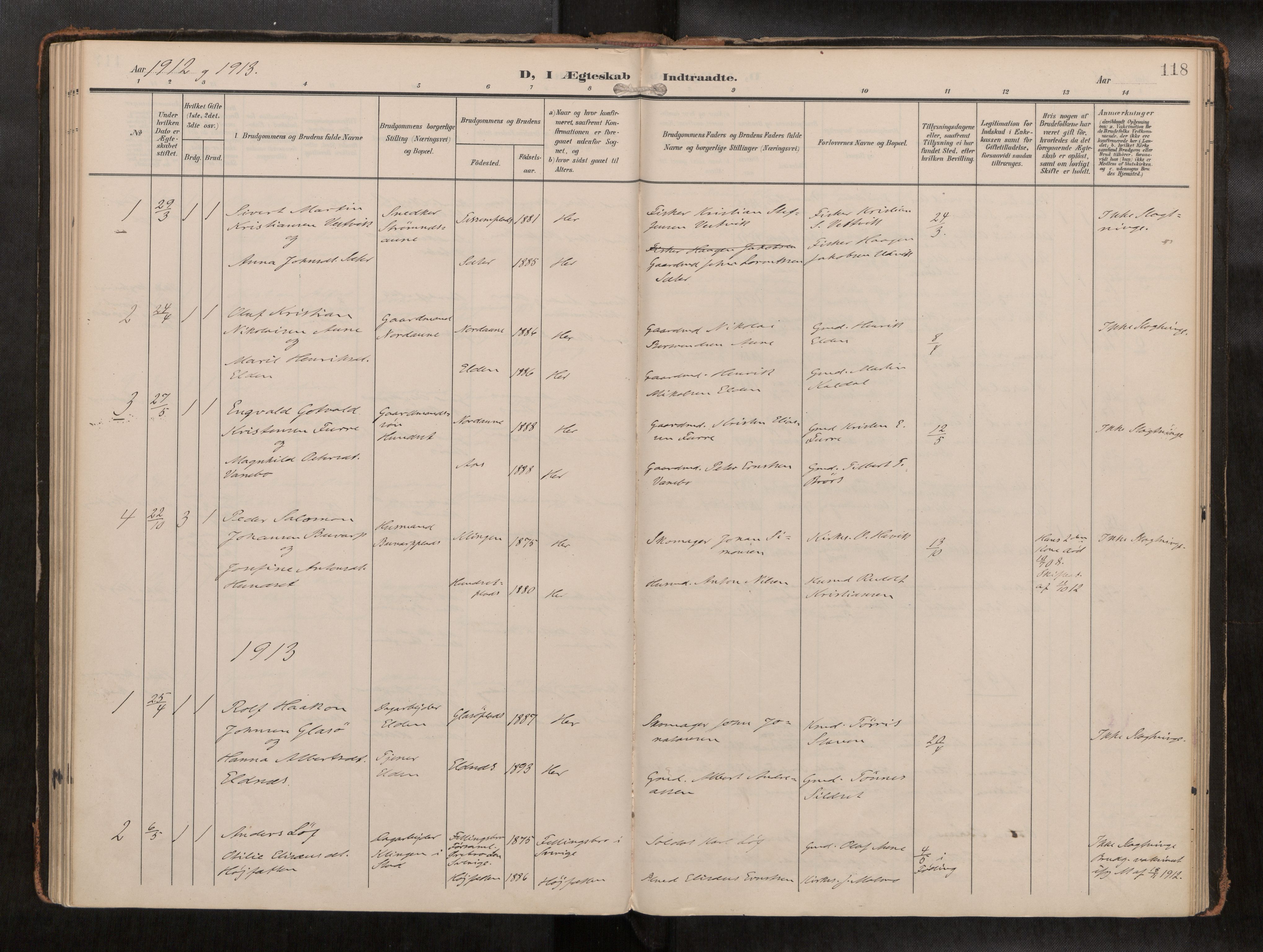 Ministerialprotokoller, klokkerbøker og fødselsregistre - Nord-Trøndelag, SAT/A-1458/742/L0409a: Ministerialbok nr. 742A03, 1906-1924, s. 118