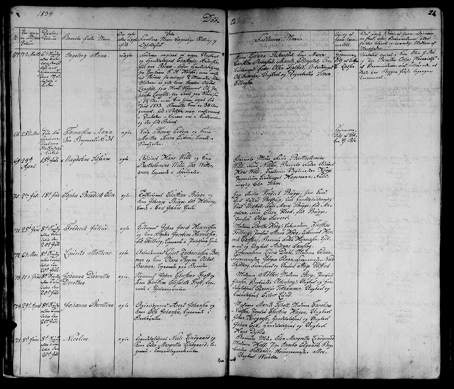 Ministerialprotokoller, klokkerbøker og fødselsregistre - Sør-Trøndelag, SAT/A-1456/602/L0136: Klokkerbok nr. 602C04, 1833-1845, s. 21