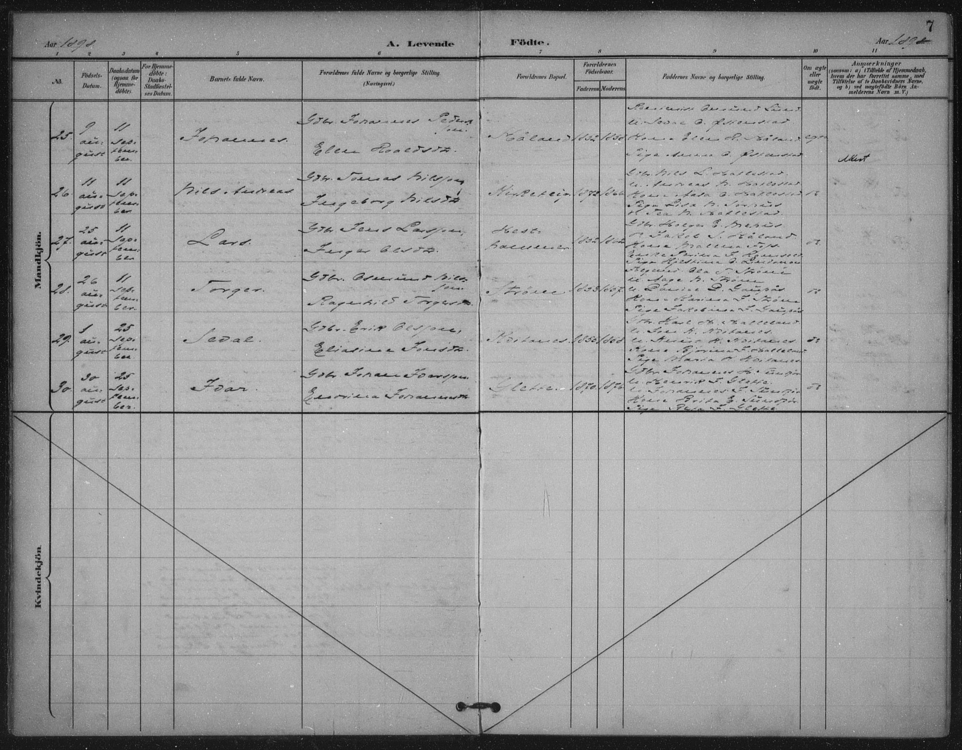 Skjold sokneprestkontor, AV/SAST-A-101847/H/Ha/Haa/L0011: Ministerialbok nr. A 11, 1897-1914, s. 7