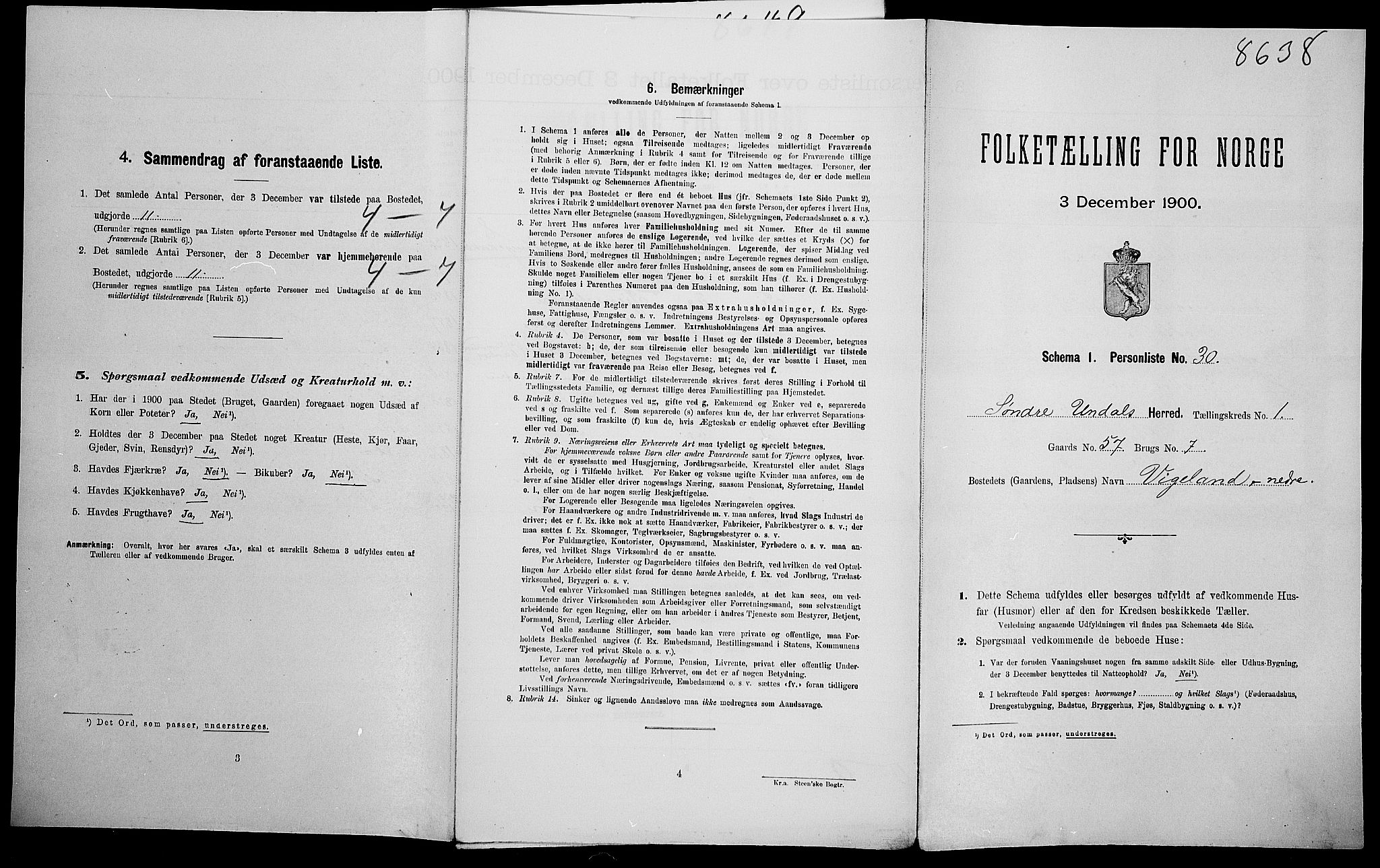 SAK, Folketelling 1900 for 1029 Sør-Audnedal herred, 1900, s. 153