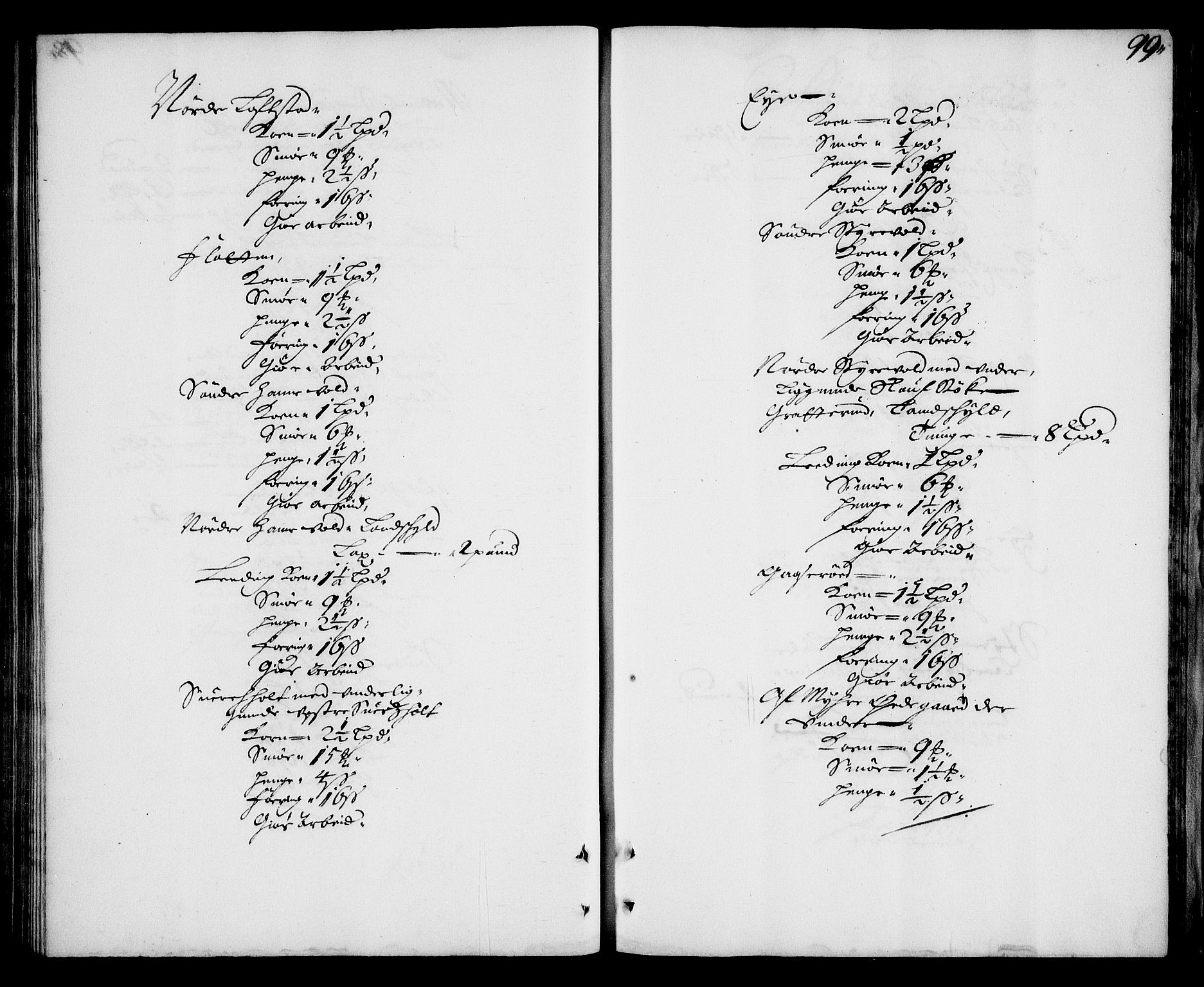 Rentekammeret inntil 1814, Realistisk ordnet avdeling, AV/RA-EA-4070/N/Na/L0003/0006: [XI h]: Tønsbergs amt og Larvik grevskaps jordebøker: / Tønsberg grevskaps jordebok, 1683, s. 98b-99a