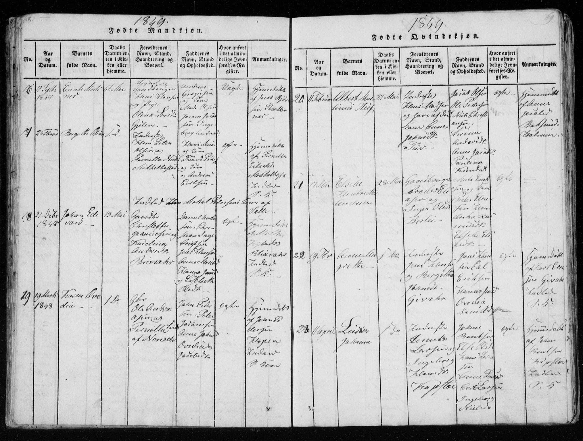 Ministerialprotokoller, klokkerbøker og fødselsregistre - Nordland, AV/SAT-A-1459/801/L0026: Klokkerbok nr. 801C01, 1820-1855, s. 68-69