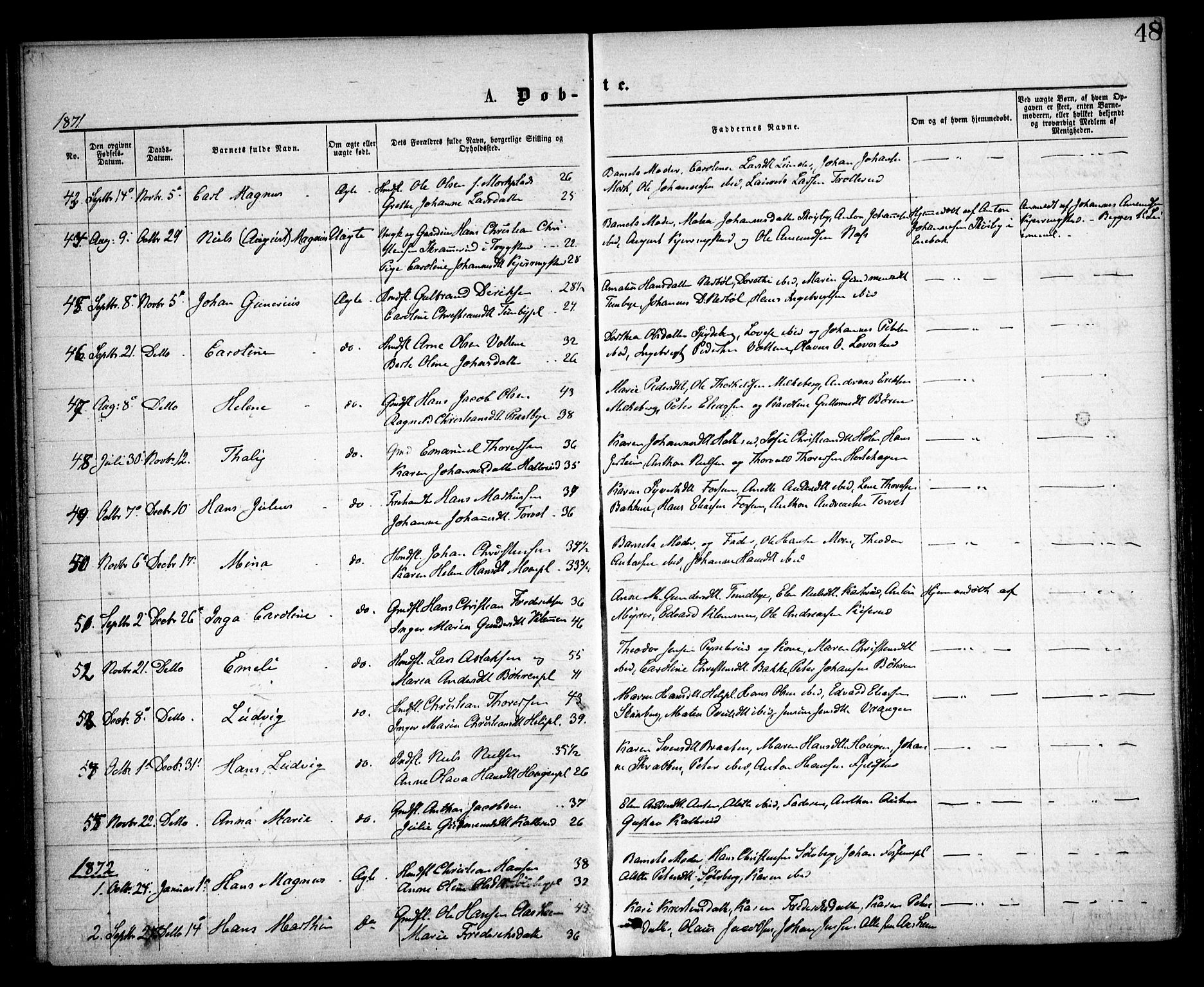 Spydeberg prestekontor Kirkebøker, AV/SAO-A-10924/F/Fa/L0006: Ministerialbok nr. I 6, 1863-1874, s. 48