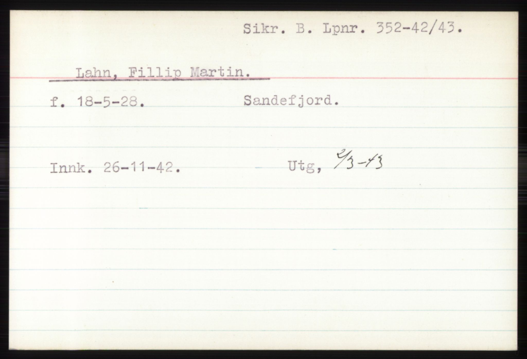 Statspolitiet - Hovedkontoret / Osloavdelingen, AV/RA-S-1329/C/Ck/Cke/L0004: Fangeregister; etternavn L - R, 1941-1945, s. 5