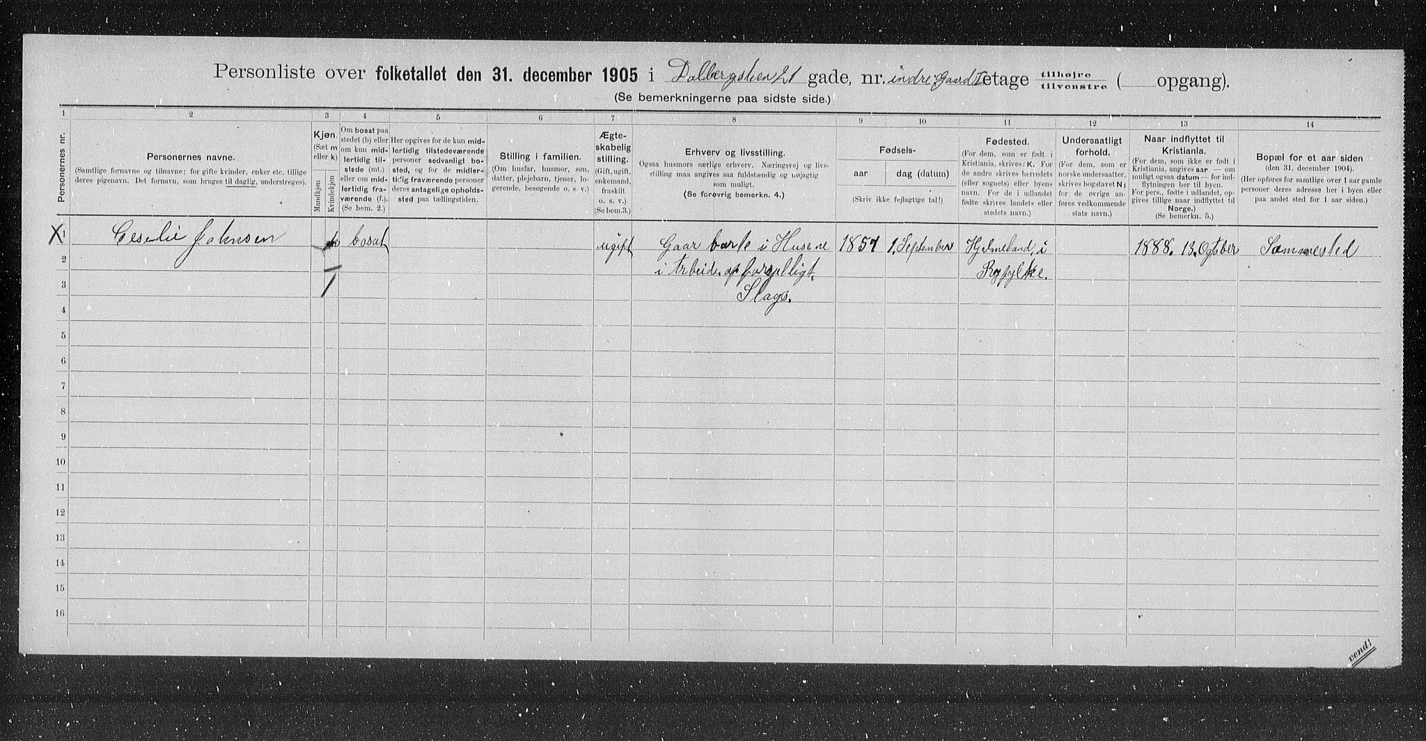 OBA, Kommunal folketelling 31.12.1905 for Kristiania kjøpstad, 1905, s. 7458