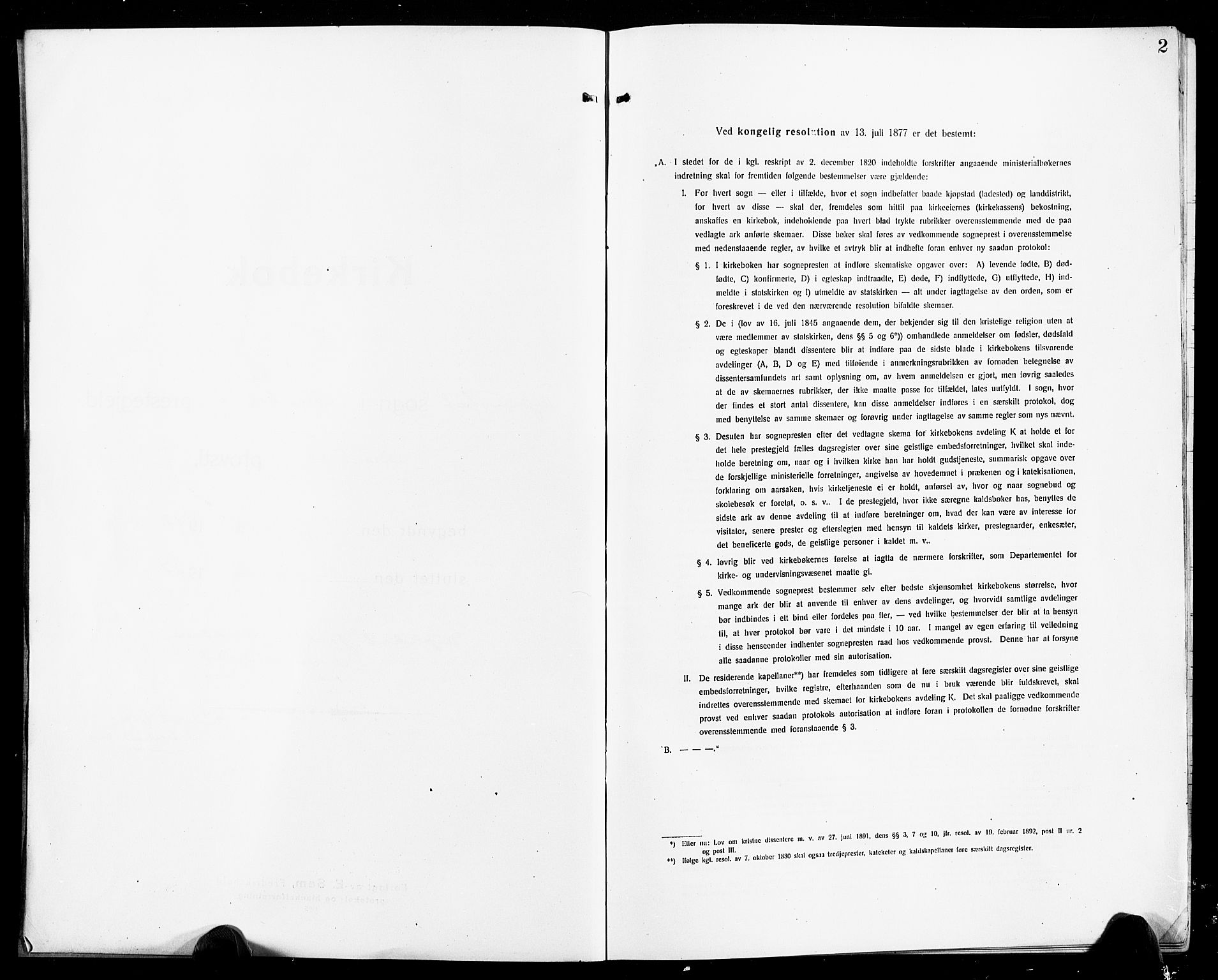 Arendal sokneprestkontor, Trefoldighet, SAK/1111-0040/F/Fb/L0007: Klokkerbok nr. B 7, 1916-1927, s. 2