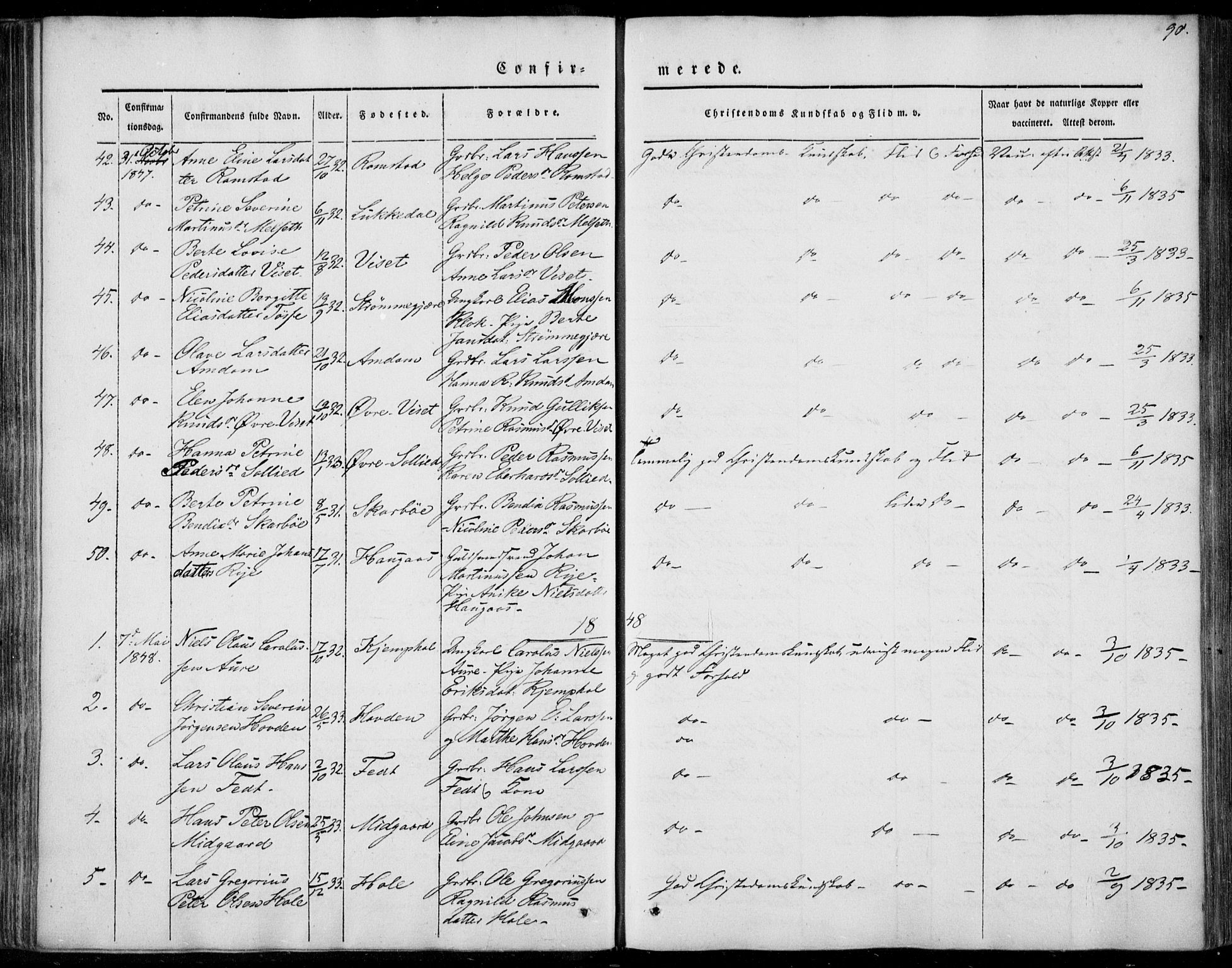 Ministerialprotokoller, klokkerbøker og fødselsregistre - Møre og Romsdal, AV/SAT-A-1454/522/L0312: Ministerialbok nr. 522A07, 1843-1851, s. 90