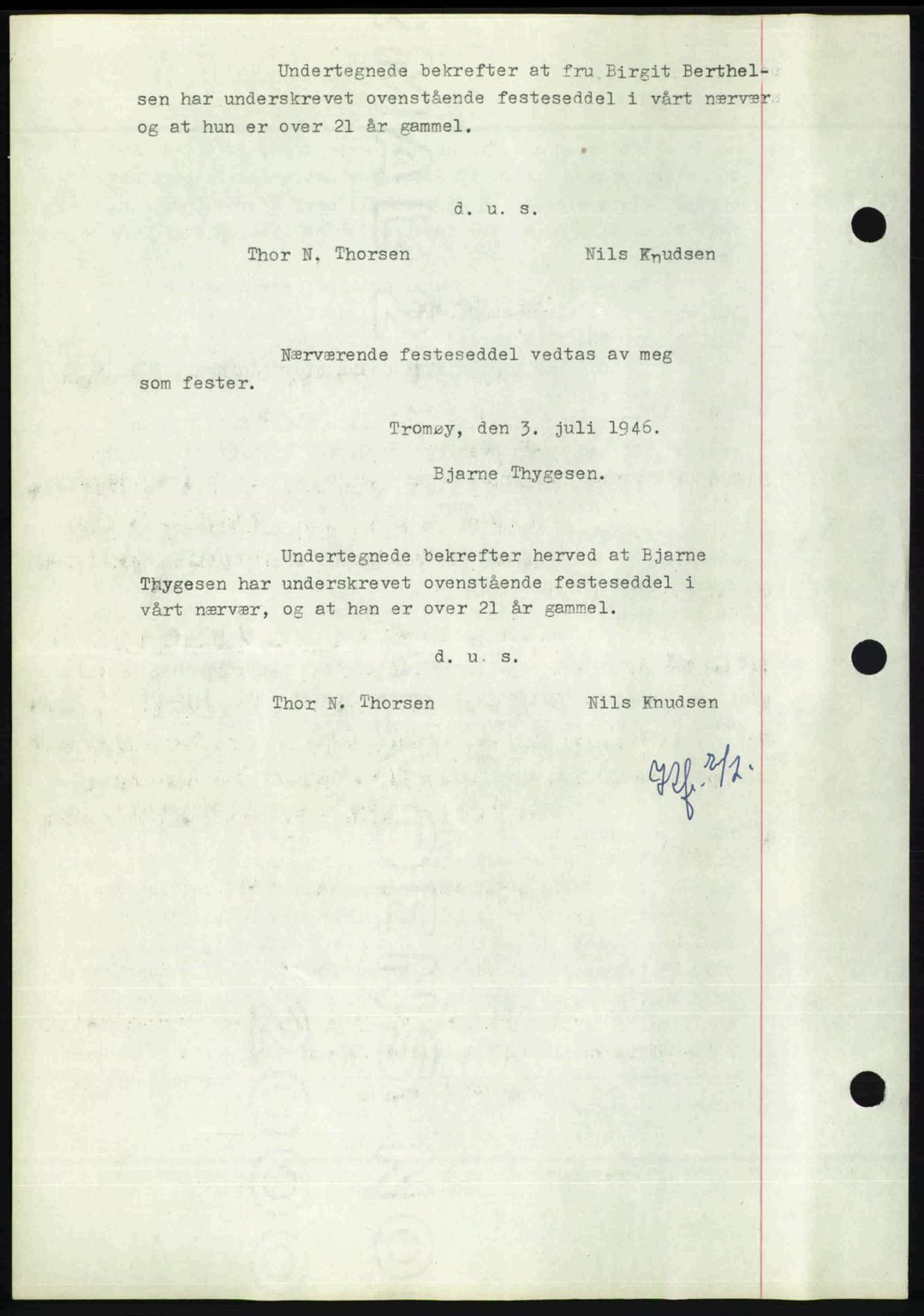 Nedenes sorenskriveri, SAK/1221-0006/G/Gb/Gba/L0056: Pantebok nr. A8, 1946-1947, Dagboknr: 1017/1946