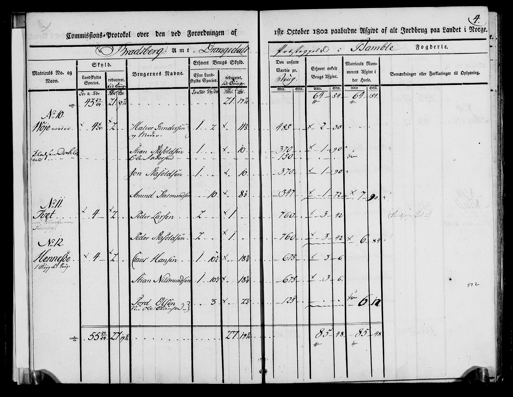 Rentekammeret inntil 1814, Realistisk ordnet avdeling, AV/RA-EA-4070/N/Ne/Nea/L0068: og 0069: Nedre Telemarken og Bamble fogderi. Kommisjonsprotokoll for Drangedal, Sannidal, Bamble og Eidanger prestegjeld., 1803, s. 9