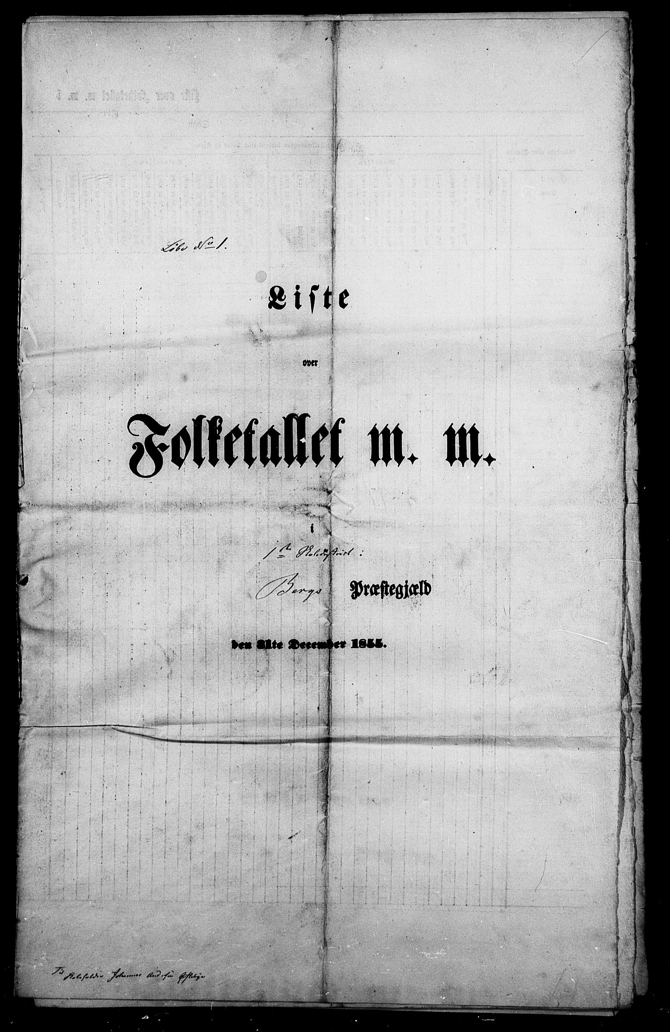 , Folketelling 1855 for 0116P Berg prestegjeld, 1855, s. 1