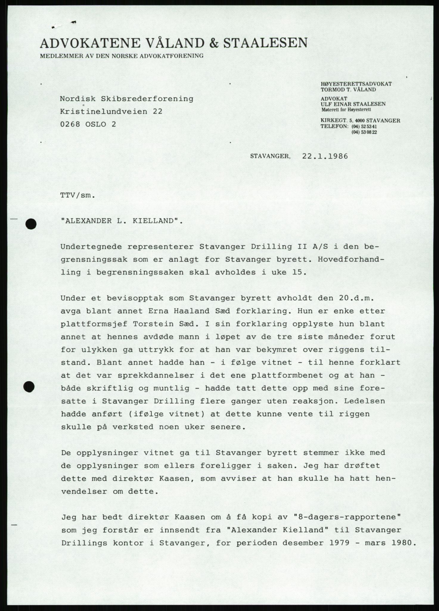 Pa 1503 - Stavanger Drilling AS, AV/SAST-A-101906/Da/L0001: Alexander L. Kielland - Begrensningssak Stavanger byrett, 1986, s. 60