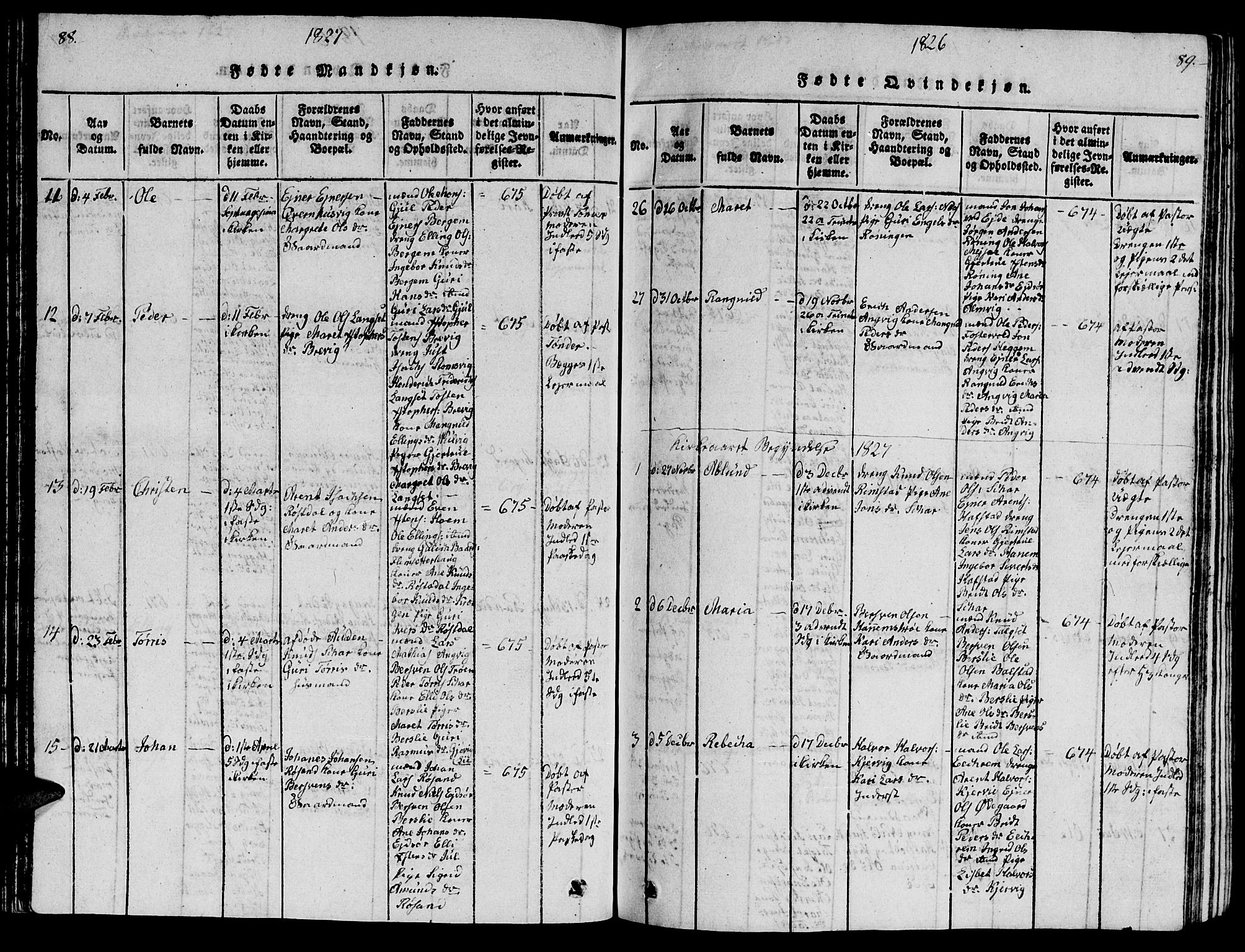 Ministerialprotokoller, klokkerbøker og fødselsregistre - Møre og Romsdal, AV/SAT-A-1454/586/L0990: Klokkerbok nr. 586C01, 1819-1837, s. 88-89