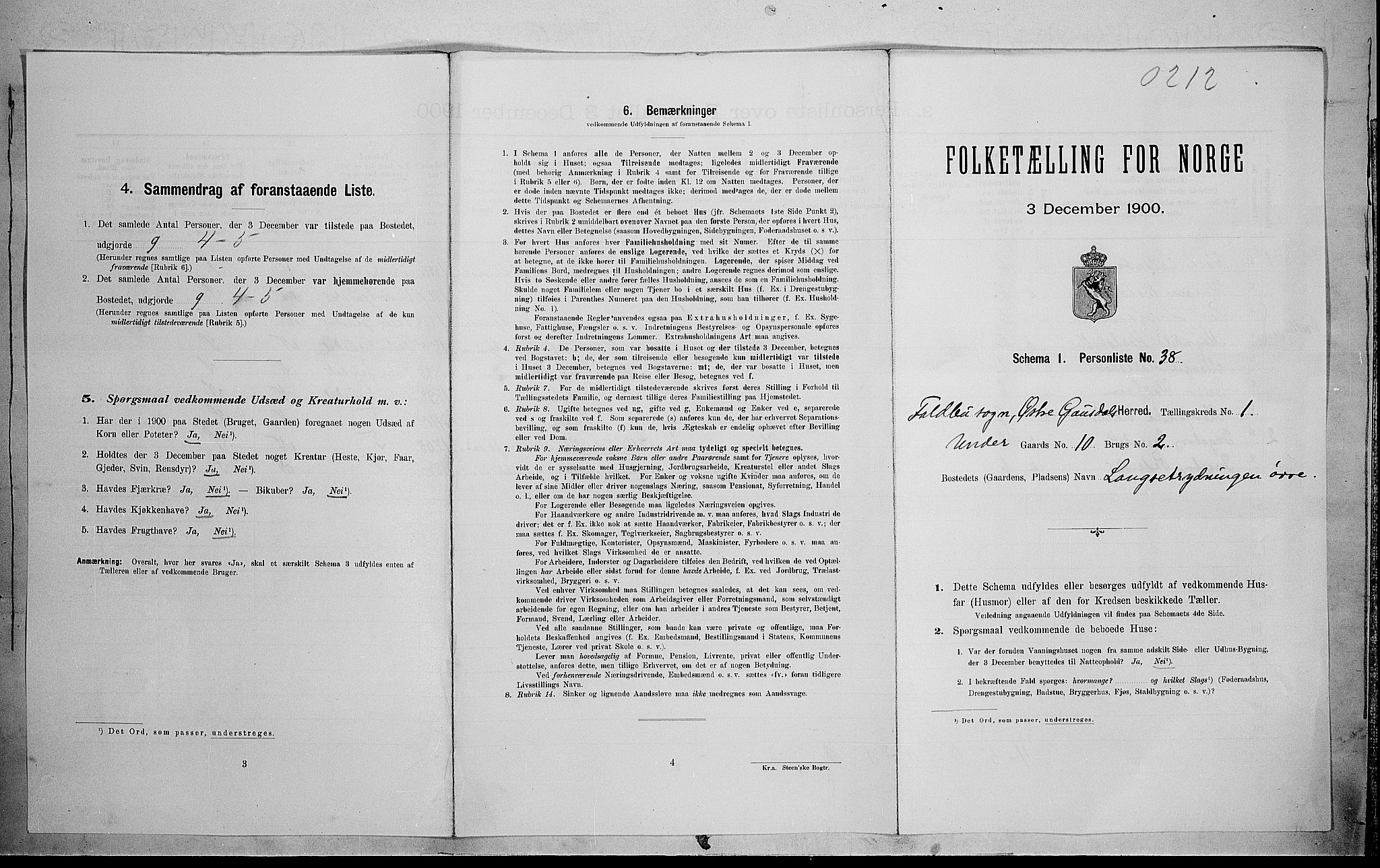 SAH, Folketelling 1900 for 0522 Østre Gausdal herred, 1900, s. 156