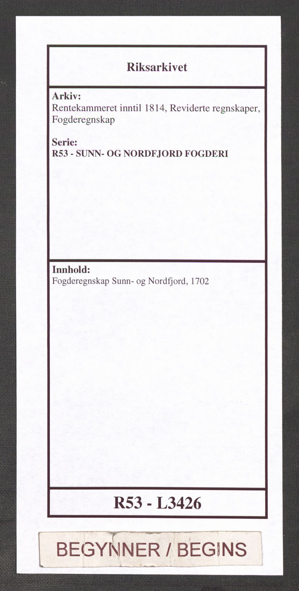 Rentekammeret inntil 1814, Reviderte regnskaper, Fogderegnskap, AV/RA-EA-4092/R53/L3426: Fogderegnskap Sunn- og Nordfjord, 1702, s. 1