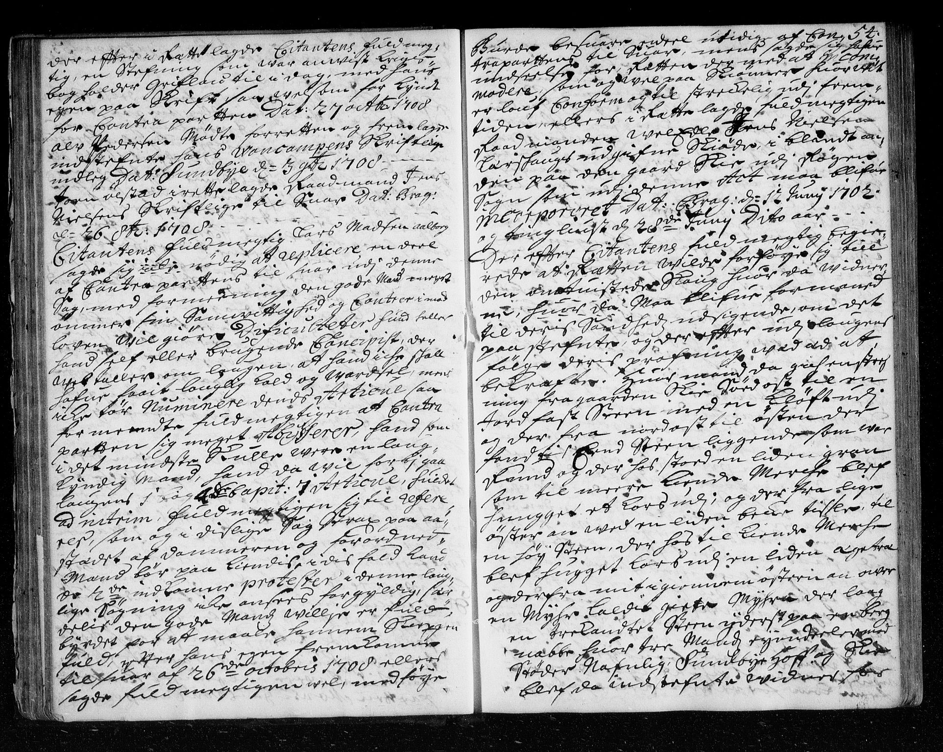 Lier, Røyken og Hurum sorenskriveri, SAKO/A-89/F/Fa/L0042: Tingbok, 1707-1712, s. 54