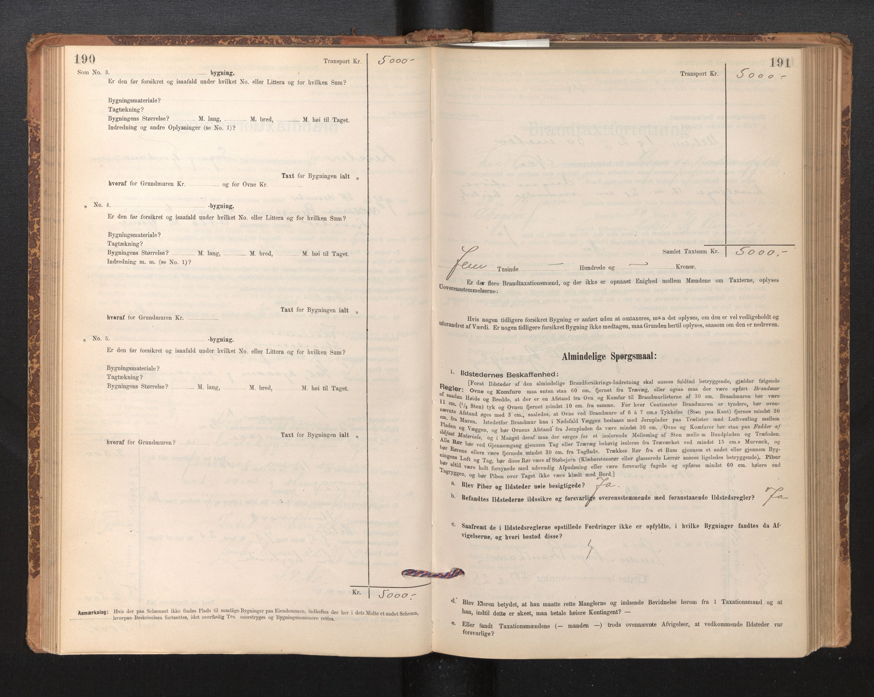 Lensmannen i Luster, SAB/A-29301/0012/L0007: Branntakstprotokoll, skjematakst, 1895-1935, s. 190-191