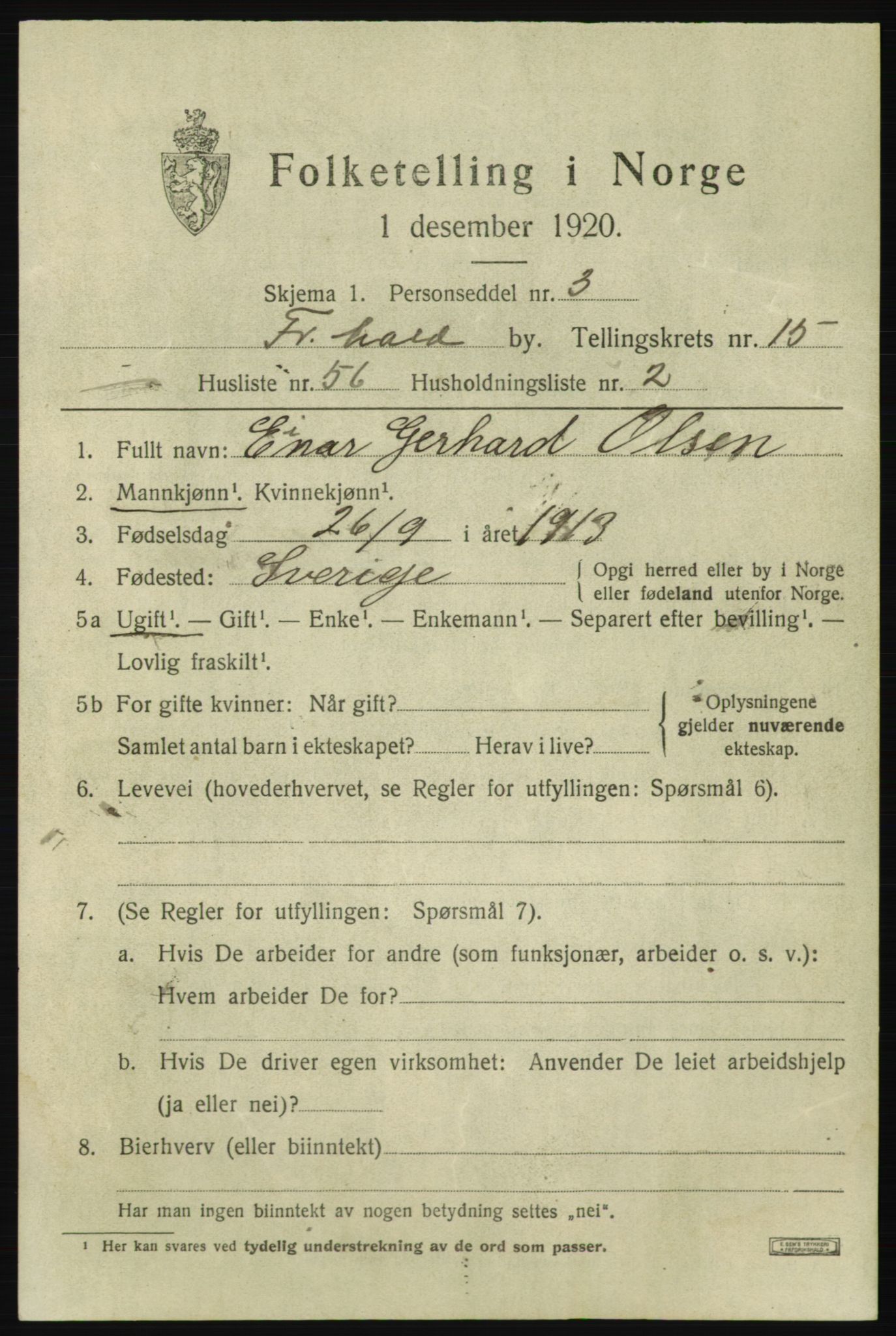 SAO, Folketelling 1920 for 0101 Fredrikshald kjøpstad, 1920, s. 24476