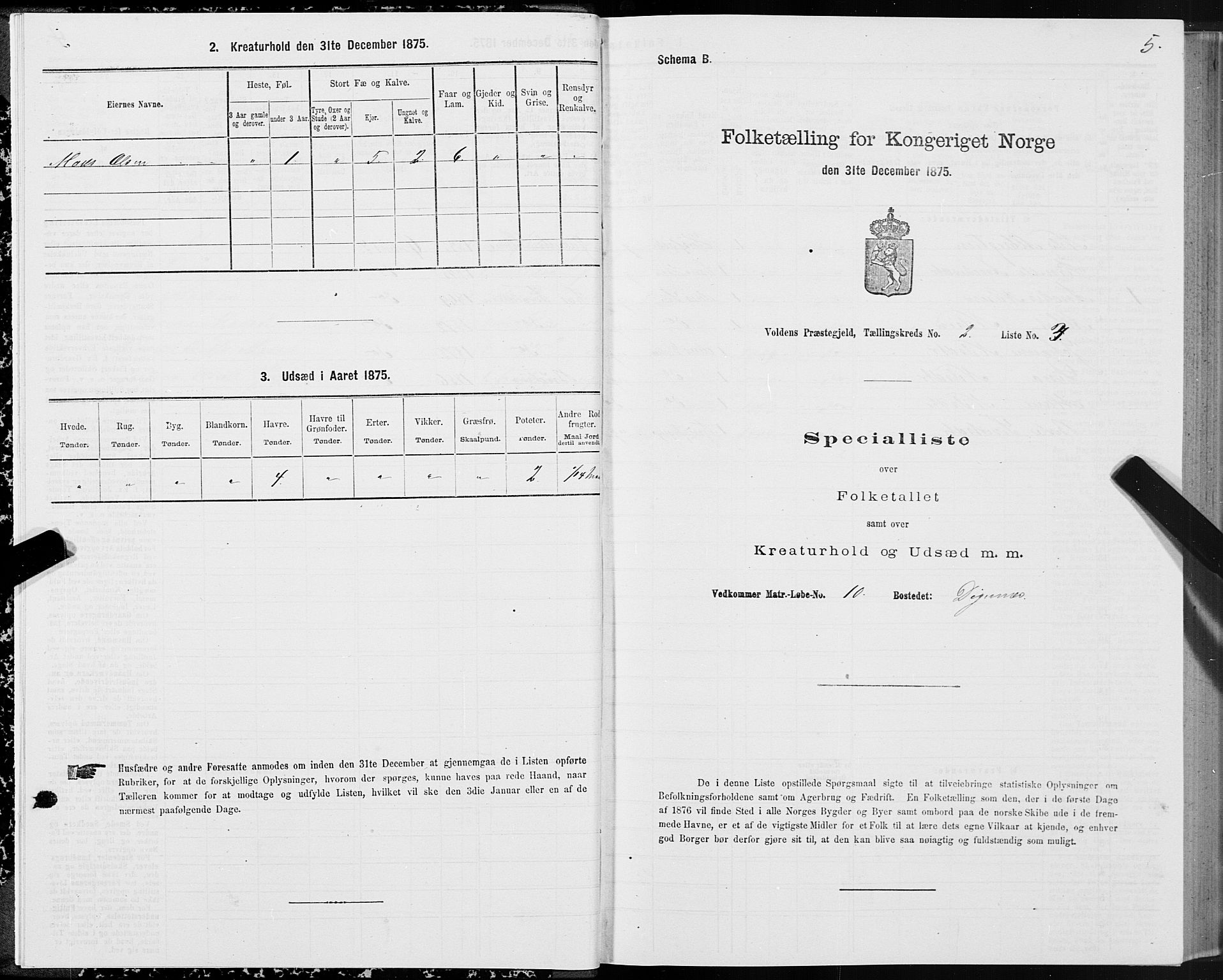 SAT, Folketelling 1875 for 1519P Volda prestegjeld, 1875, s. 2005