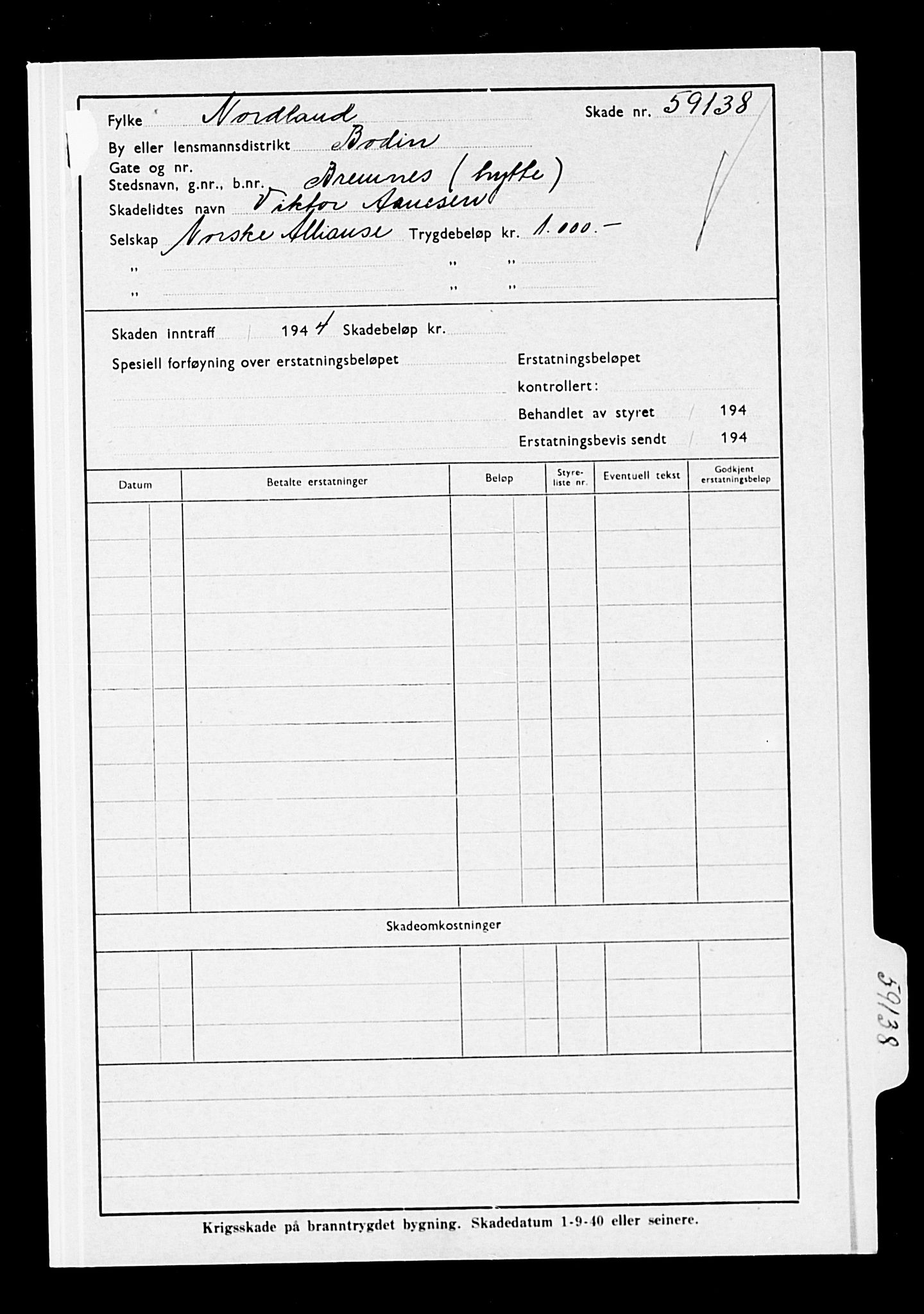 Krigsskadetrygdene for bygninger og løsøre, AV/RA-S-1548/V/L0014: --, 1940-1945, s. 6