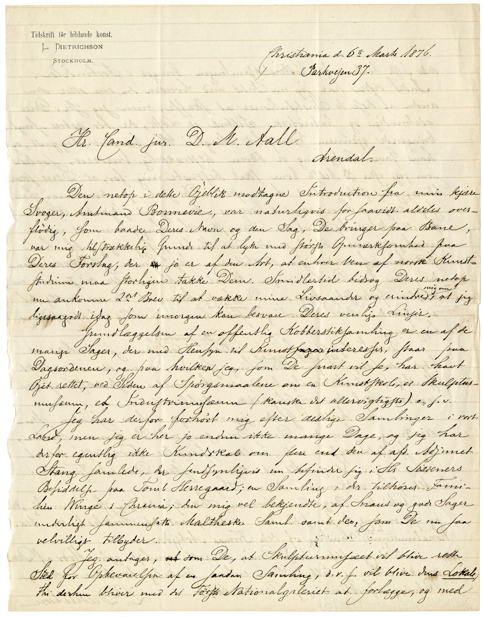 Diderik Maria Aalls brevsamling, NF/Ark-1023/F/L0003: D.M. Aalls brevsamling. D - G, 1797-1889, s. 1