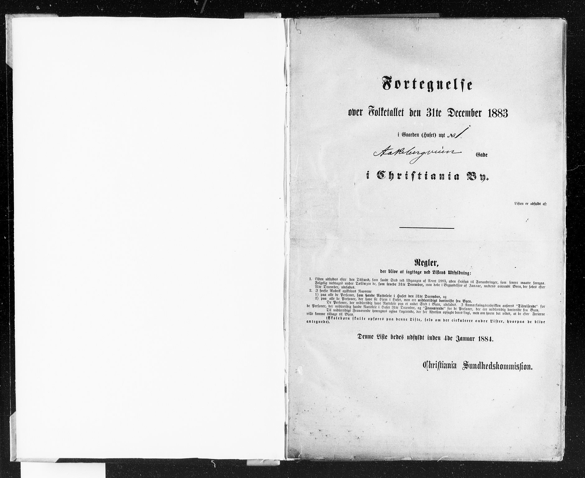 OBA, Kommunal folketelling 31.12.1883 for Kristiania kjøpstad, 1883, s. 2
