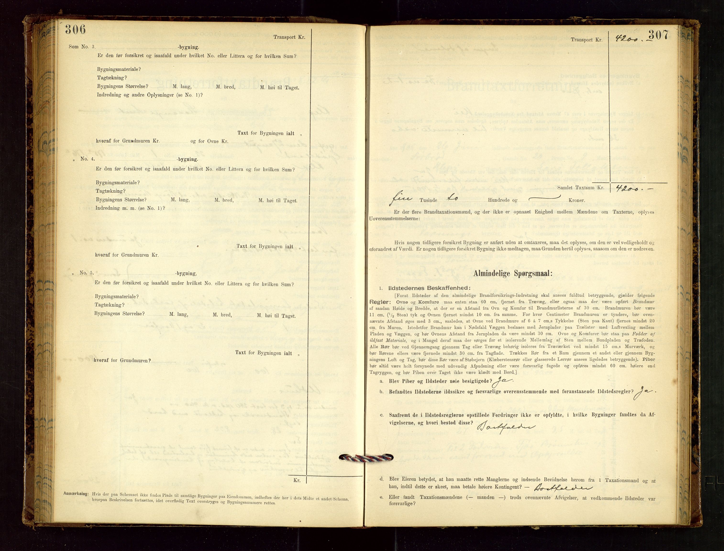 Klepp lensmannskontor, AV/SAST-A-100163/Goc/L0002: "Brandtaxationsprotokol" m/register, 1898-1902, s. 306-307