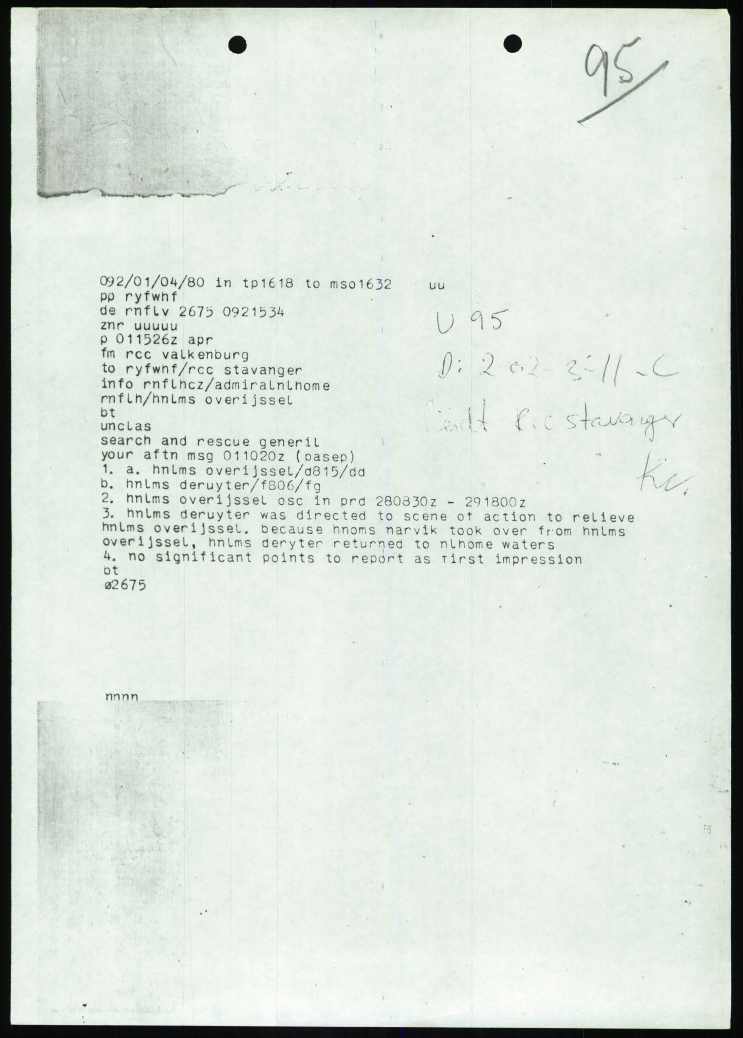 Justisdepartementet, Granskningskommisjonen ved Alexander Kielland-ulykken 27.3.1980, RA/S-1165/D/L0017: P Hjelpefartøy (Doku.liste + P1-P6 av 6)/Q Hovedredningssentralen (Q0-Q27 av 27), 1980-1981, s. 245