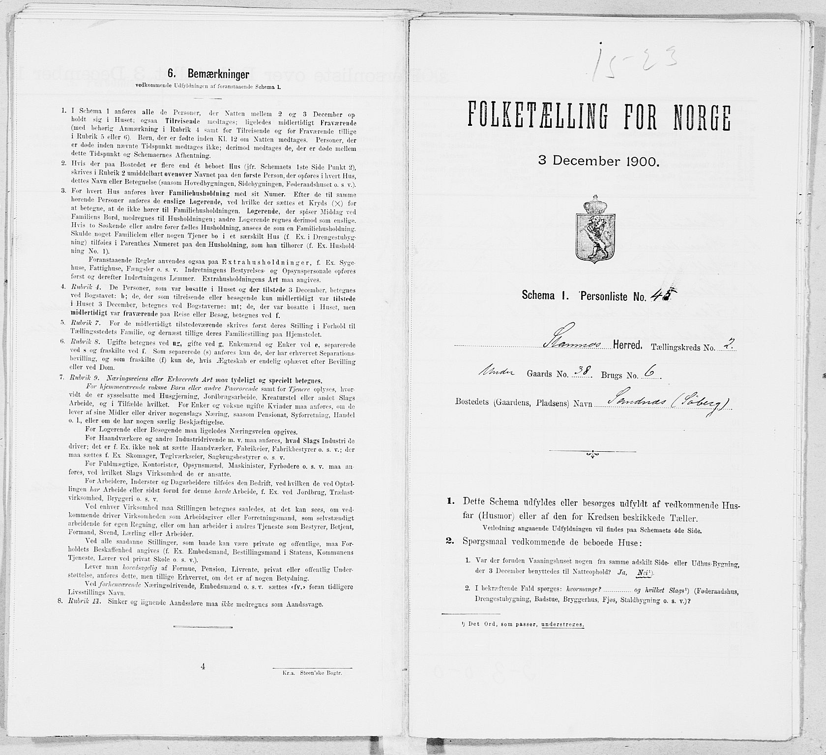 SAT, Folketelling 1900 for 1821 Stamnes herred, 1900, s. 304