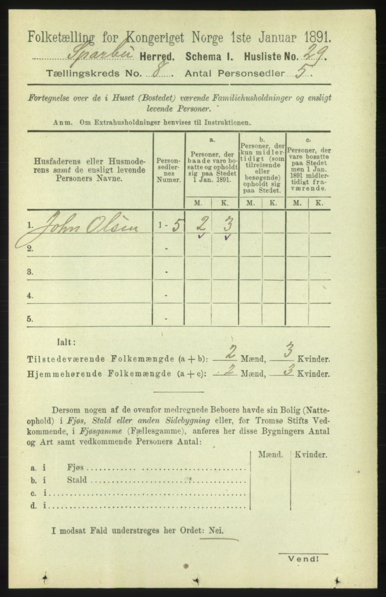 RA, Folketelling 1891 for 1731 Sparbu herred, 1891, s. 2789