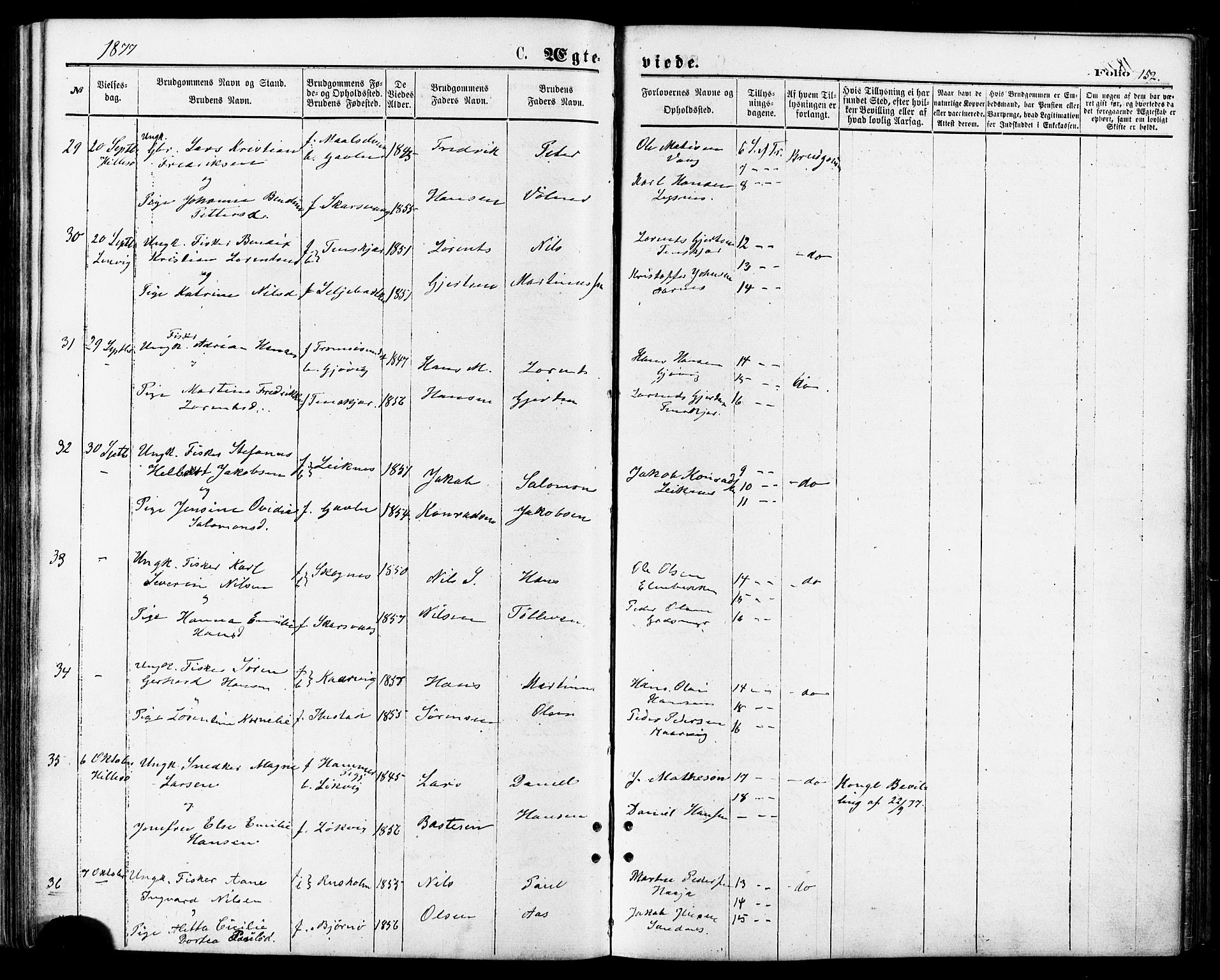 Lenvik sokneprestembete, AV/SATØ-S-1310/H/Ha/Haa/L0010kirke: Ministerialbok nr. 10, 1873-1880, s. 152