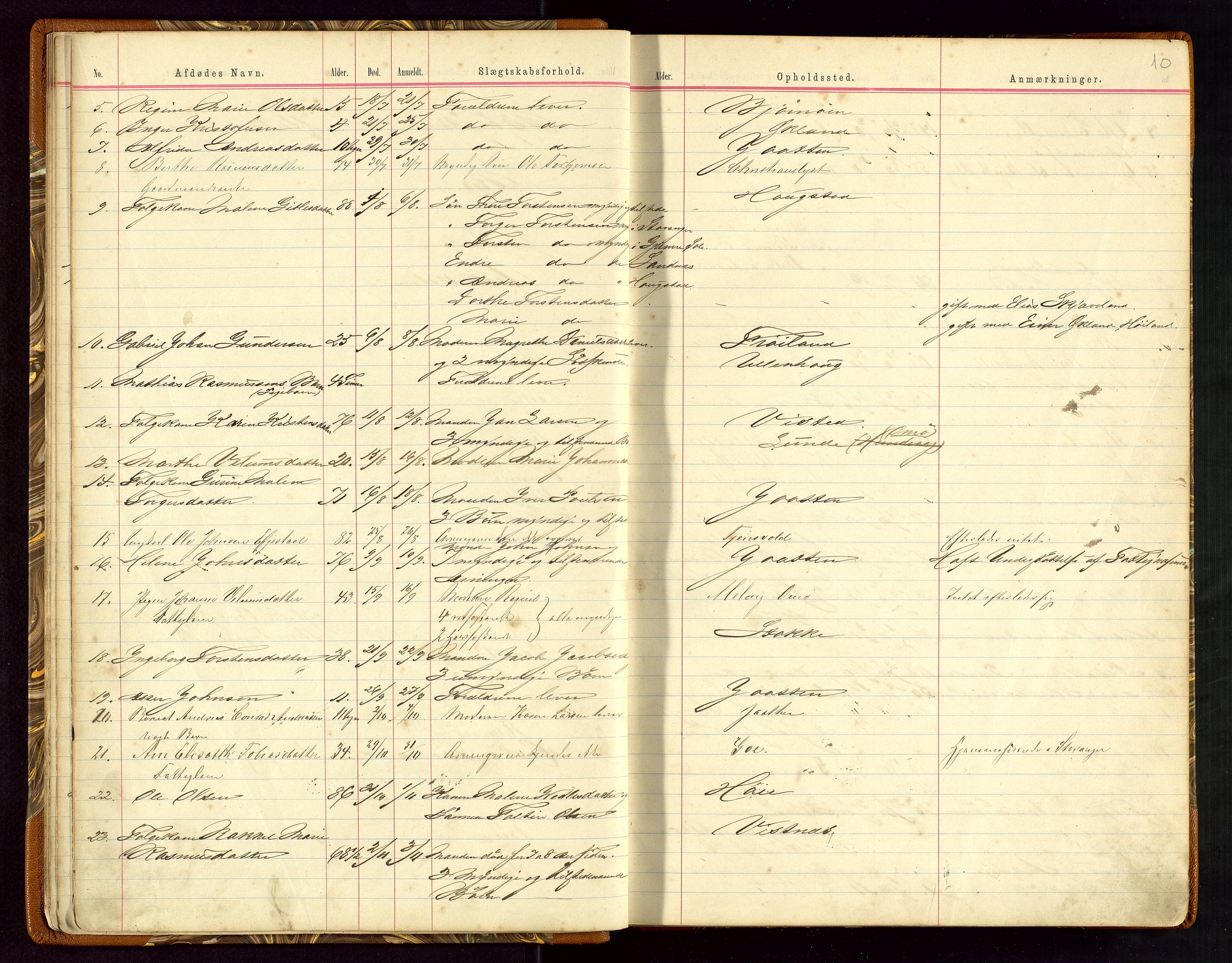 Hetland lensmannskontor, AV/SAST-A-100101/Gga/L0001: Dødsfallprotokoll, 1883-1910, s. 10