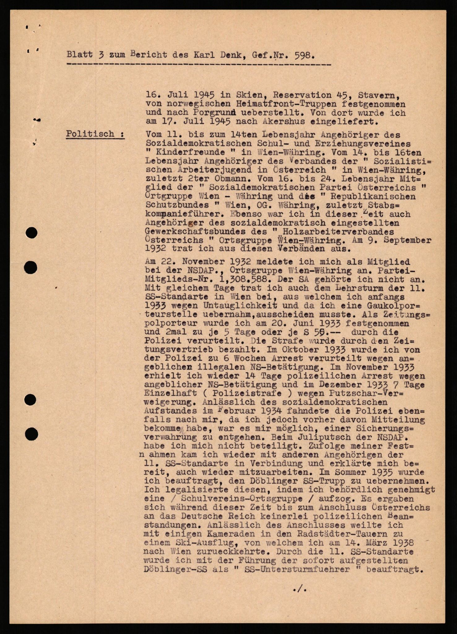 Forsvaret, Forsvarets overkommando II, AV/RA-RAFA-3915/D/Db/L0038: CI Questionaires. Tyske okkupasjonsstyrker i Norge. Østerrikere., 1945-1946, s. 228