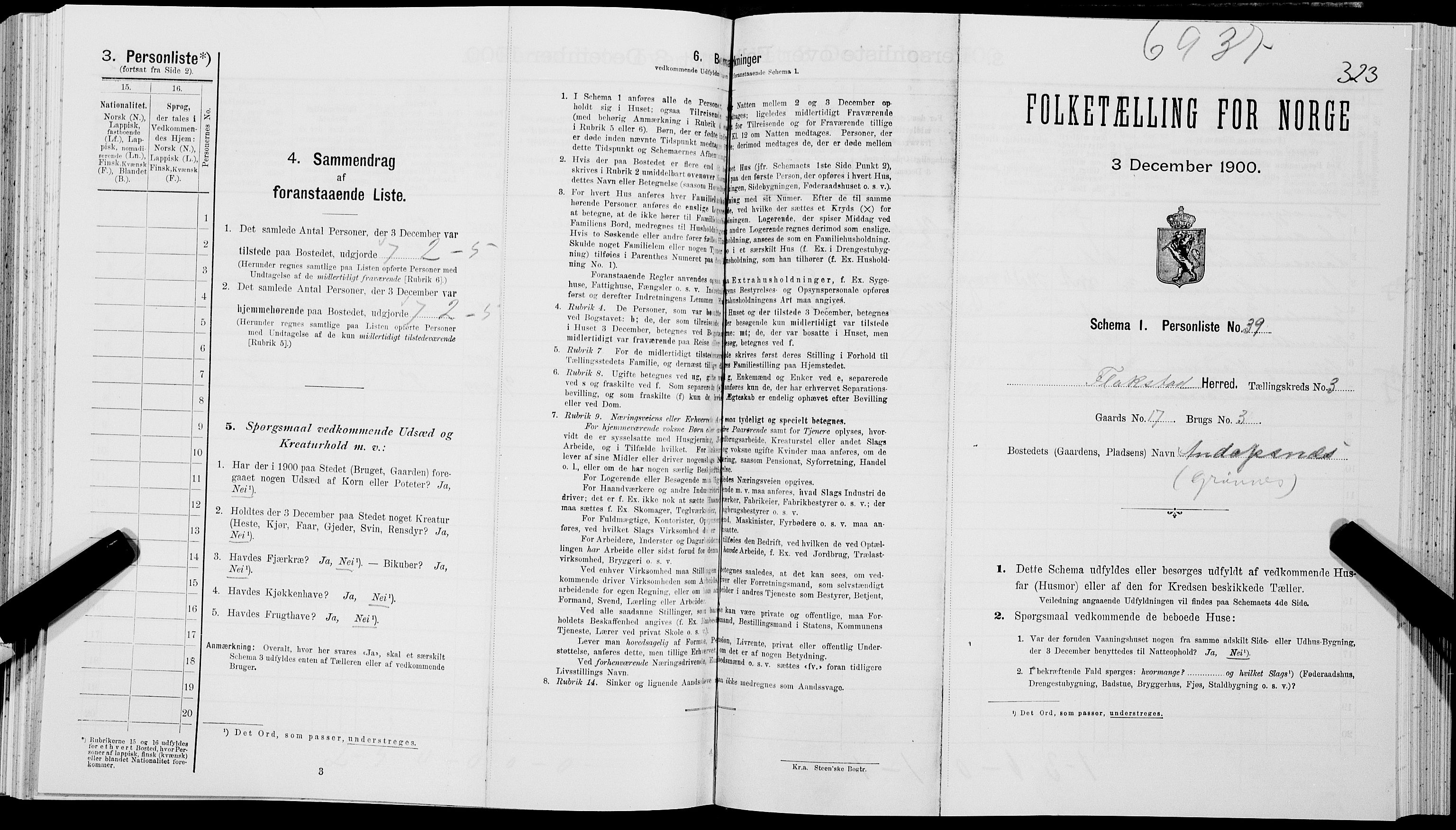 SAT, Folketelling 1900 for 1859 Flakstad herred, 1900, s. 343