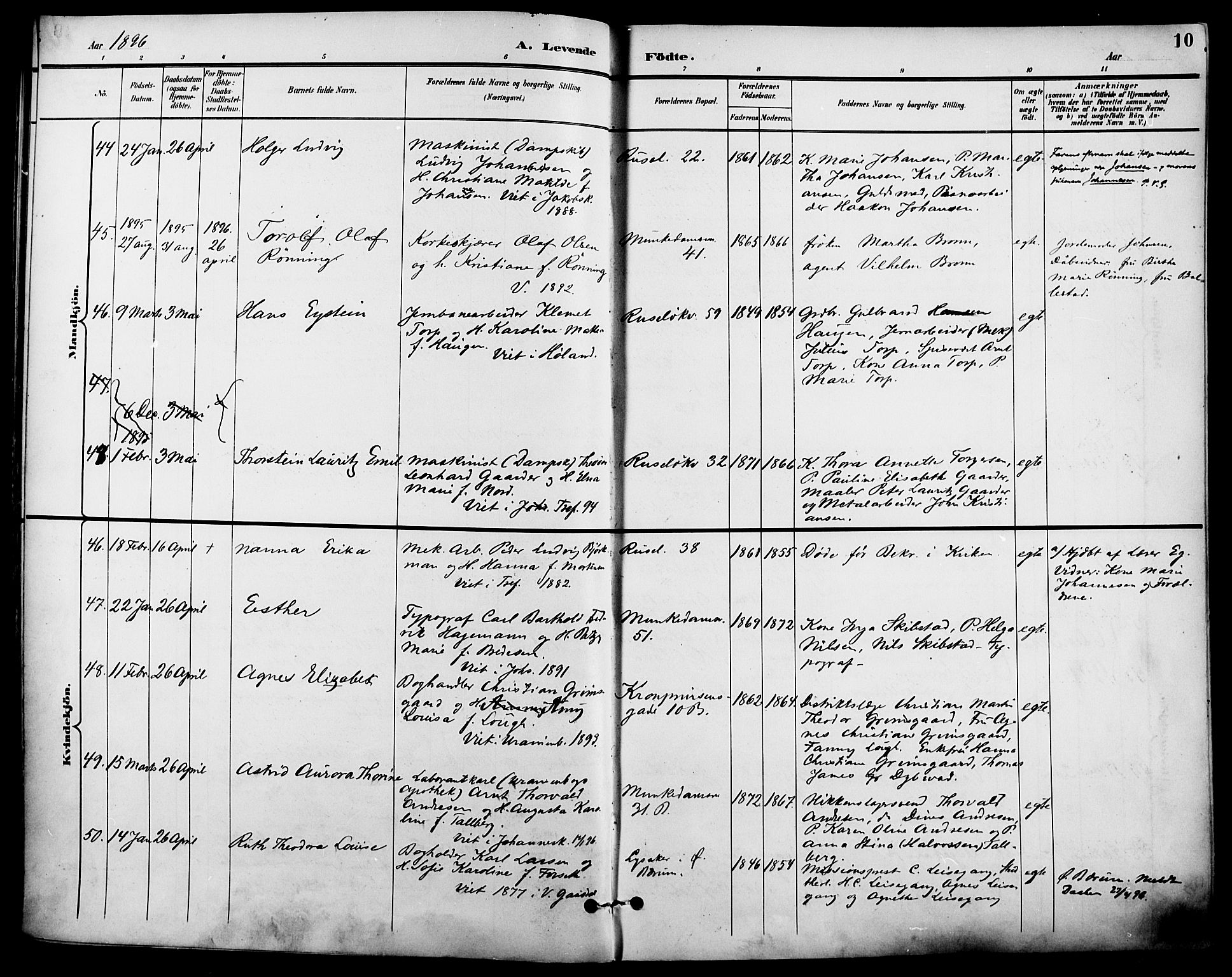 Johannes prestekontor Kirkebøker, AV/SAO-A-10852/F/Fa/L0007: Ministerialbok nr. 7, 1896-1905, s. 10
