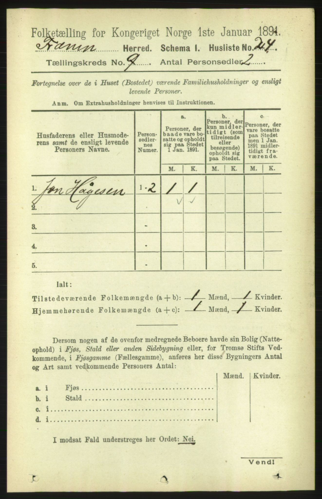 RA, Folketelling 1891 for 1548 Fræna herred, 1891, s. 2841