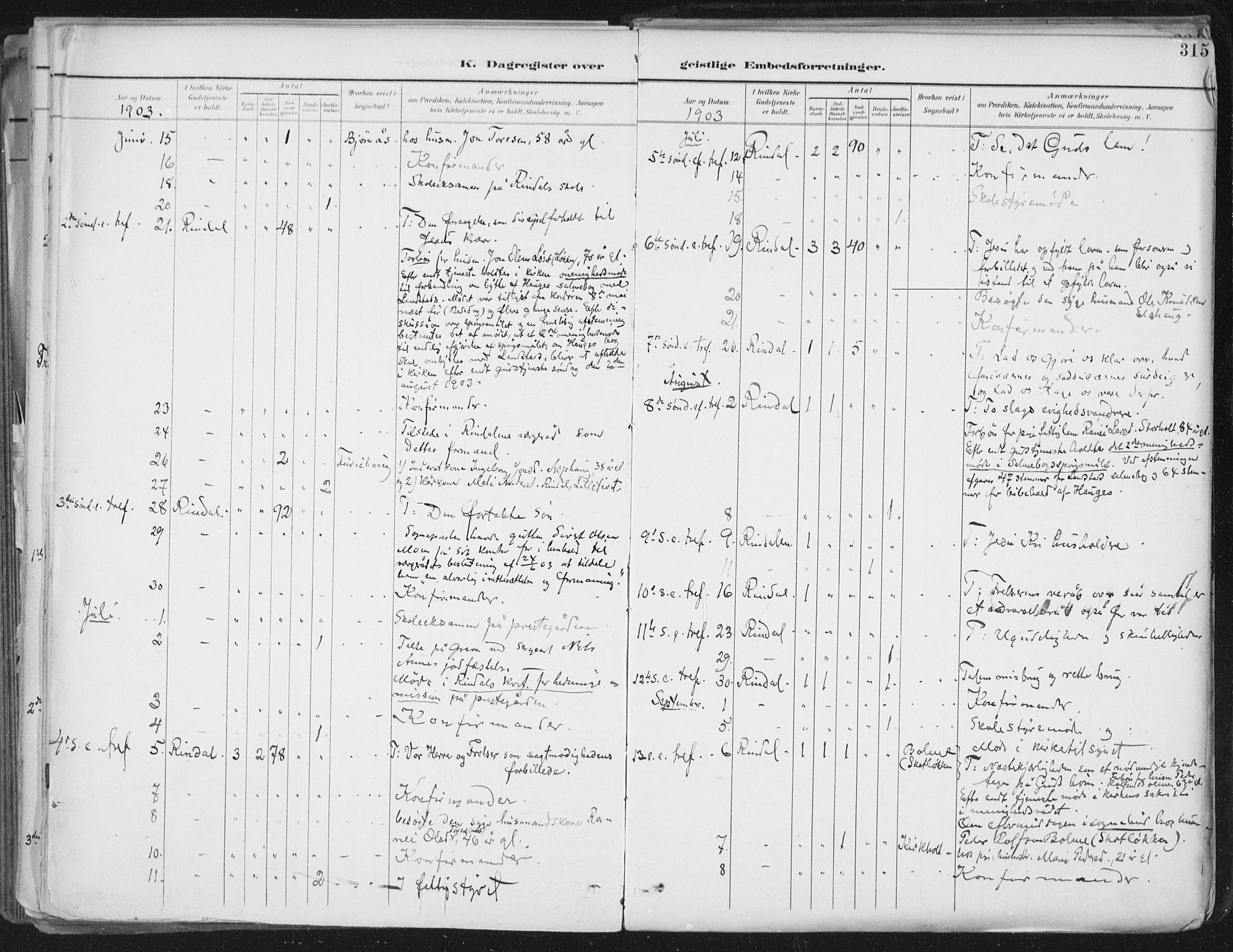 Ministerialprotokoller, klokkerbøker og fødselsregistre - Møre og Romsdal, AV/SAT-A-1454/598/L1072: Ministerialbok nr. 598A06, 1896-1910, s. 315