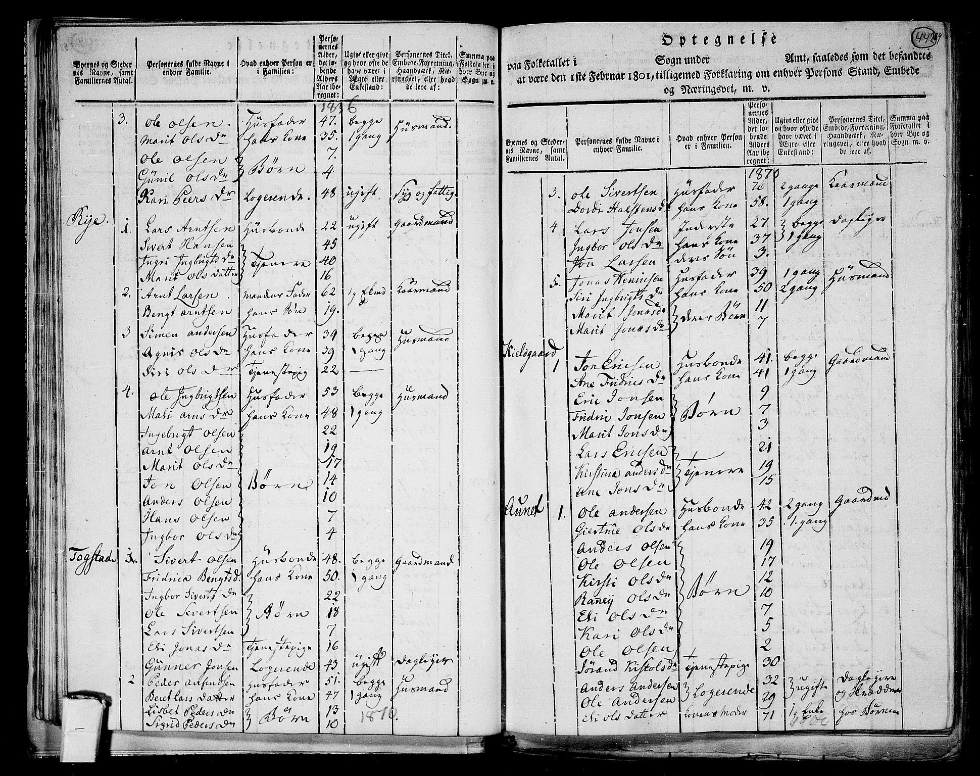 RA, Folketelling 1801 for 1638P Orkdal prestegjeld, 1801, s. 441b-442a