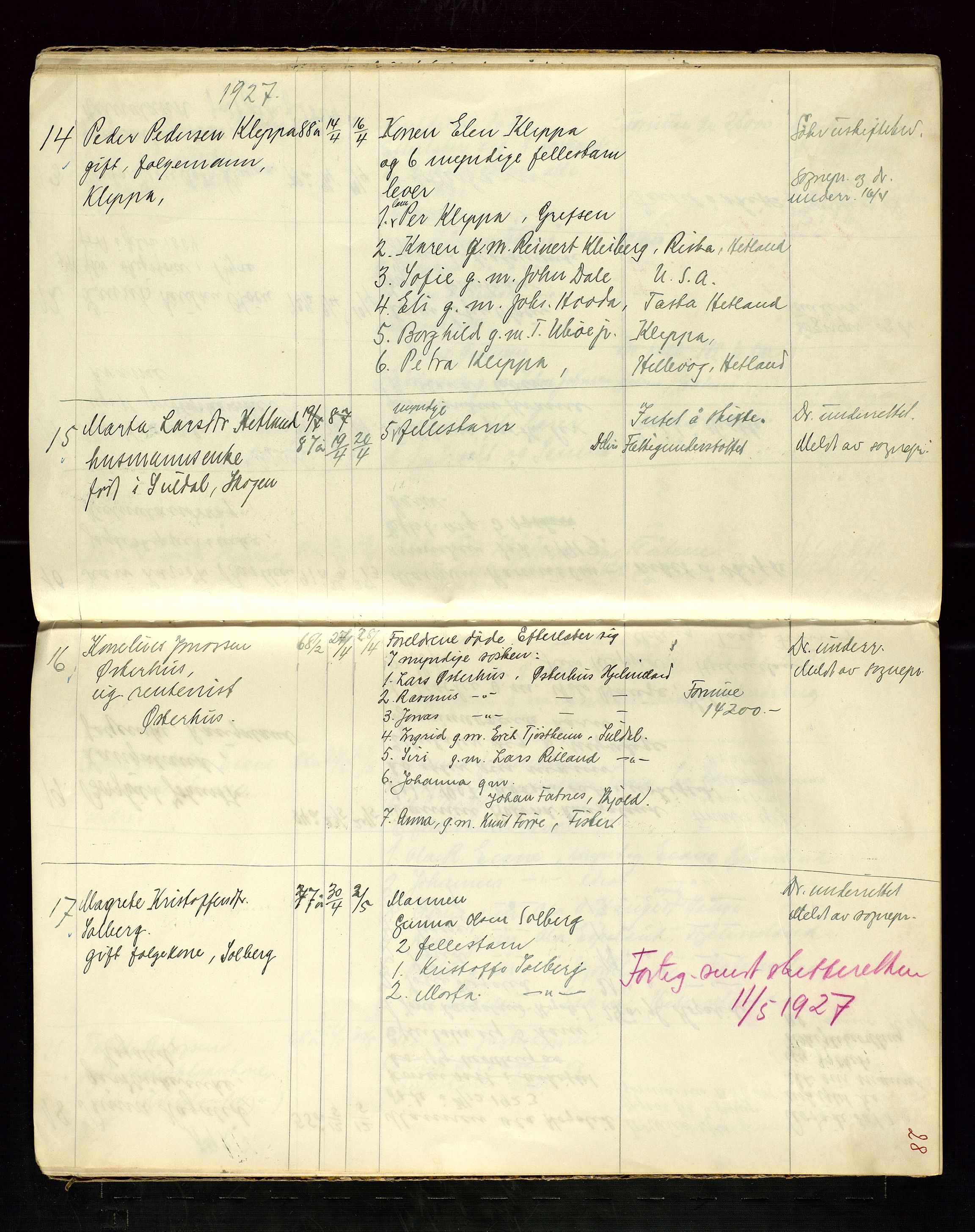 Hjelmeland lensmannskontor, AV/SAST-A-100439/Ggb/L0003: "Dødsanmeldelsesprotokol", 1923-1928, s. 28