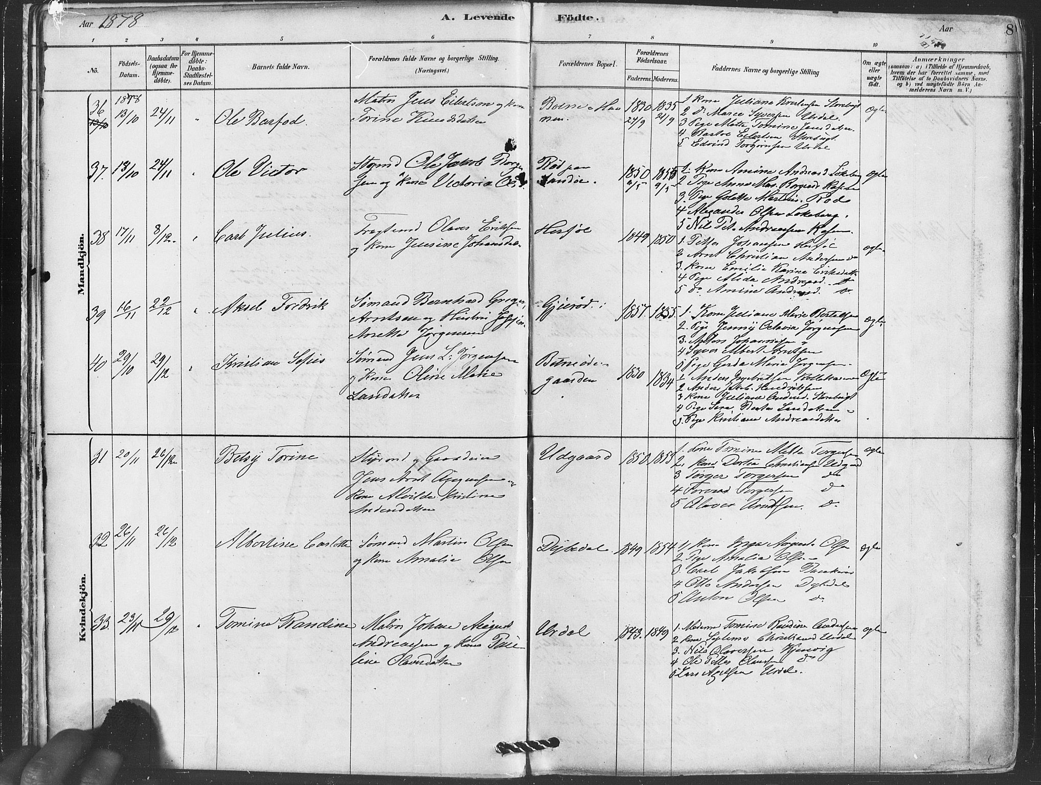 Hvaler prestekontor Kirkebøker, AV/SAO-A-2001/F/Fa/L0008: Ministerialbok nr. I 8, 1878-1895, s. 8