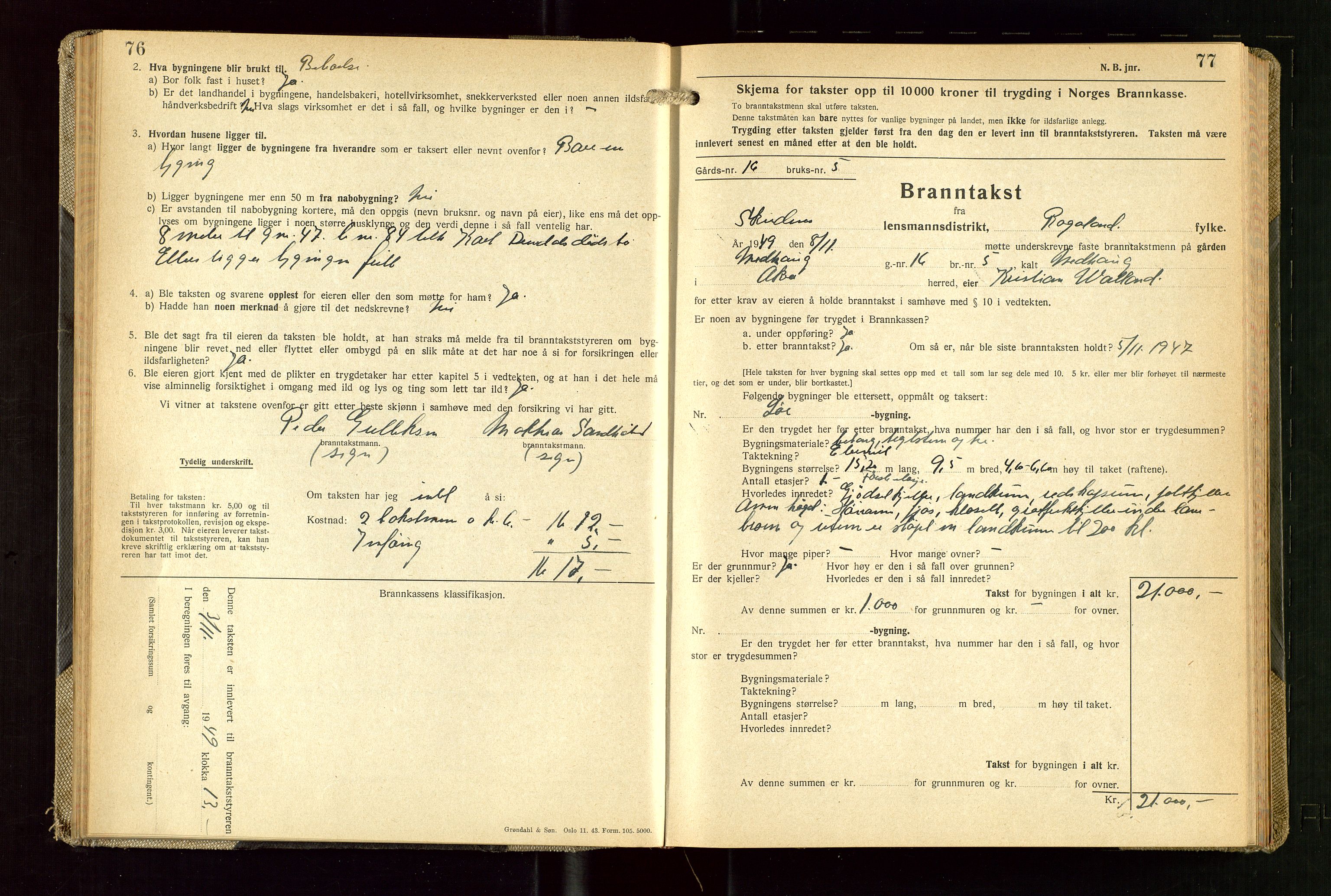 Skudenes lensmannskontor, AV/SAST-A-100444/Gob/L0003: "Brandtakstprotokoll", 1942-1954, s. 76-77