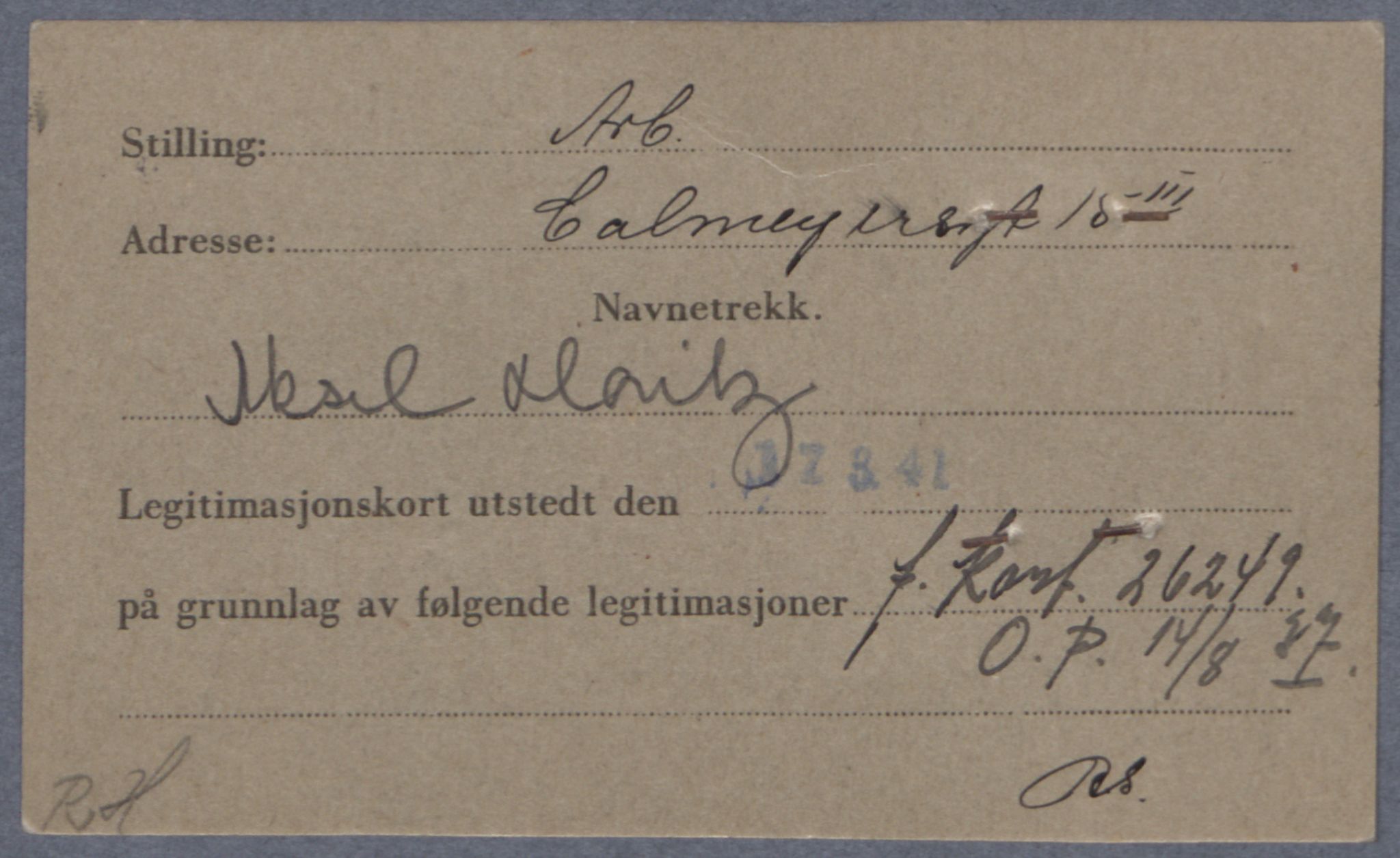 Sosialdepartementet, Våre Falne, RA/S-1708/E/Ee/L0021A: Fotografier av jøder på legitimasjonskort (1941-42), 1941-1942, s. 262