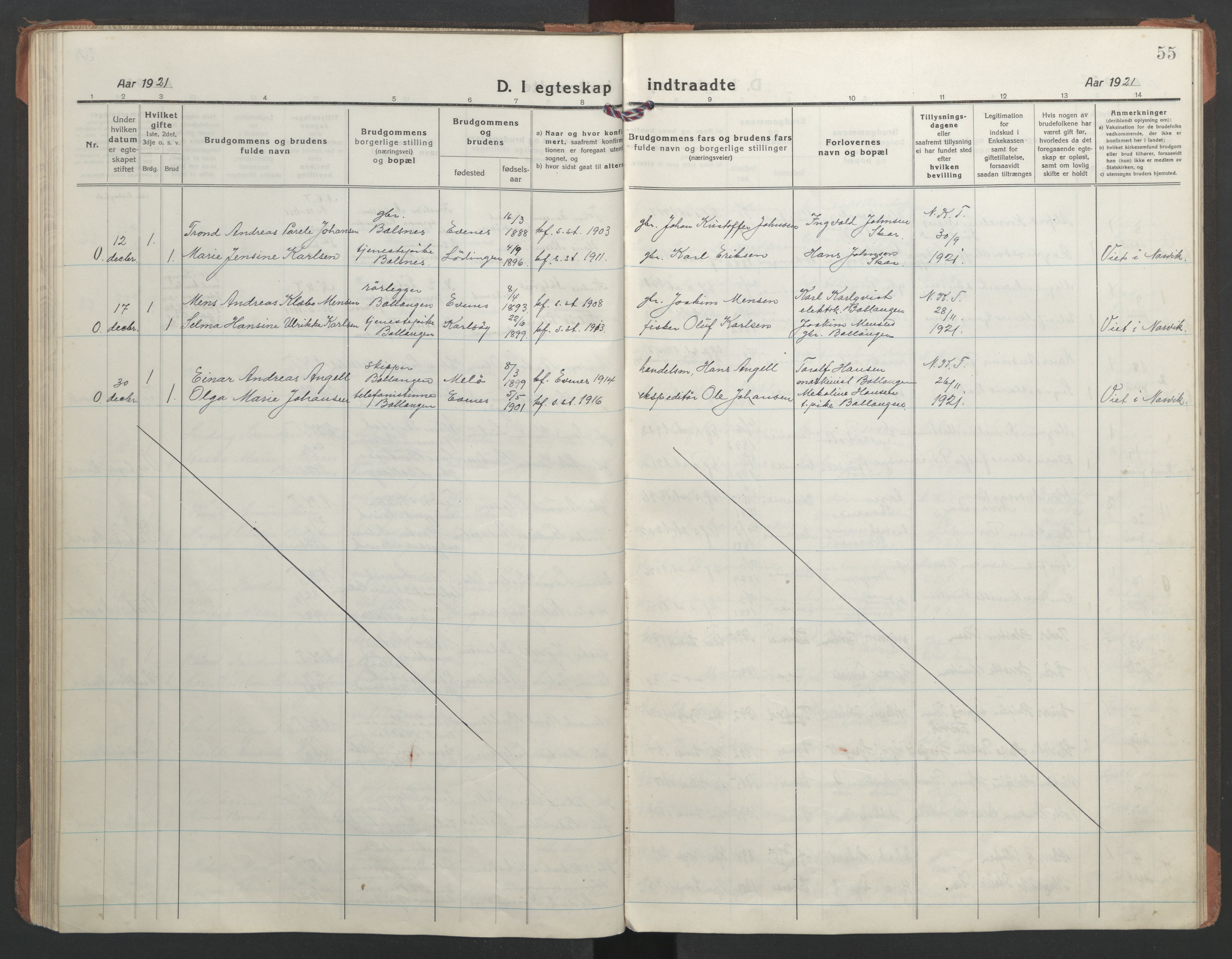 Ministerialprotokoller, klokkerbøker og fødselsregistre - Nordland, AV/SAT-A-1459/863/L0902: Ministerialbok nr. 863A14, 1906-1937, s. 55