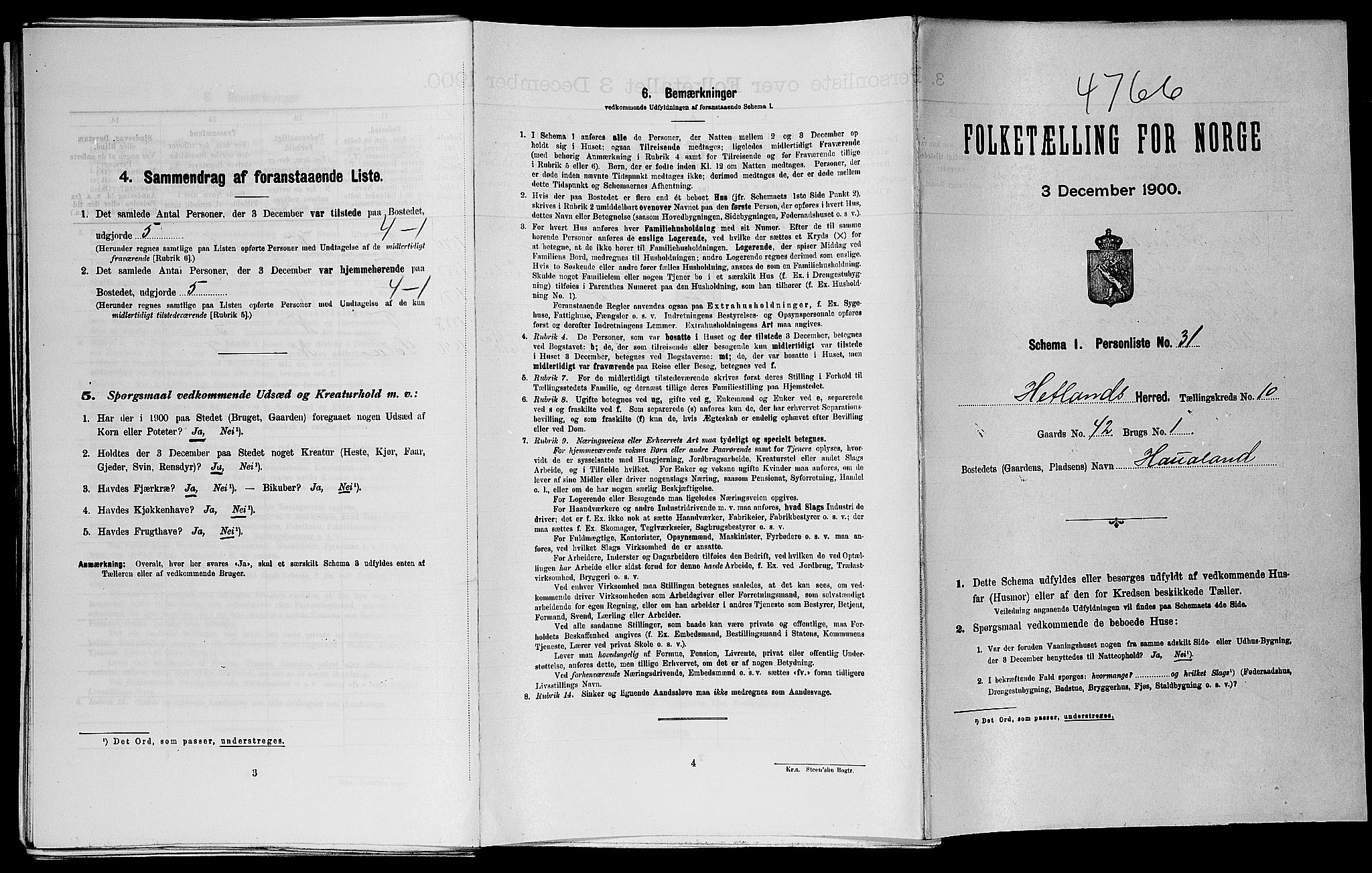 SAST, Folketelling 1900 for 1126 Hetland herred, 1900, s. 1475