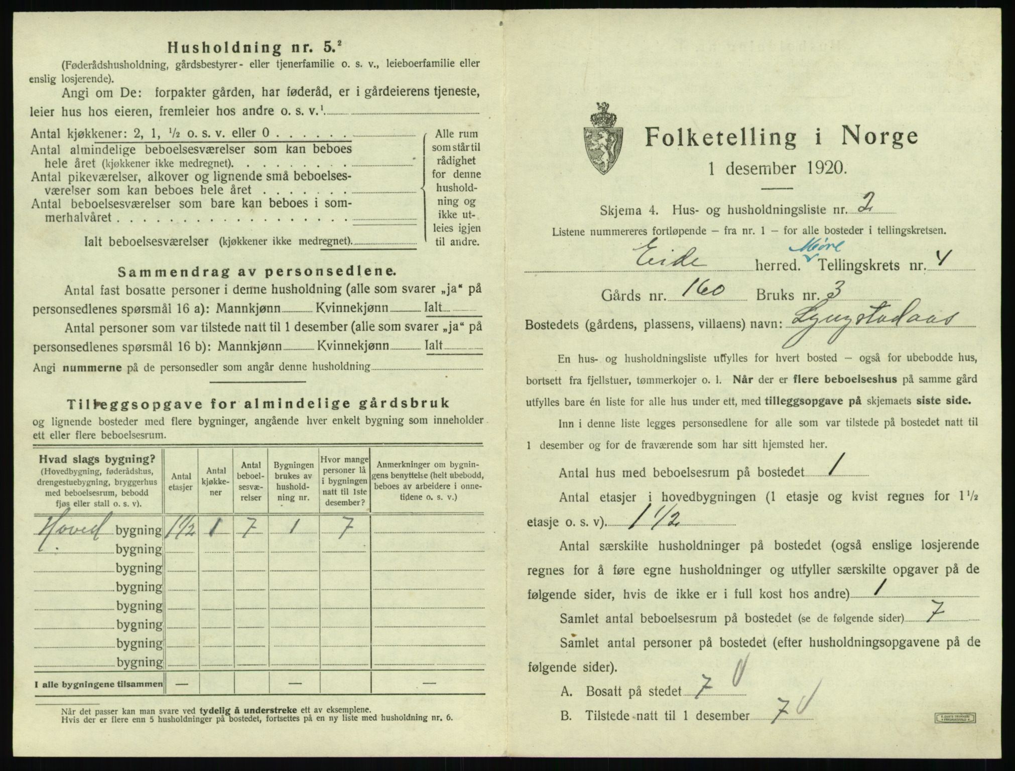 SAT, Folketelling 1920 for 1551 Eide herred, 1920, s. 256