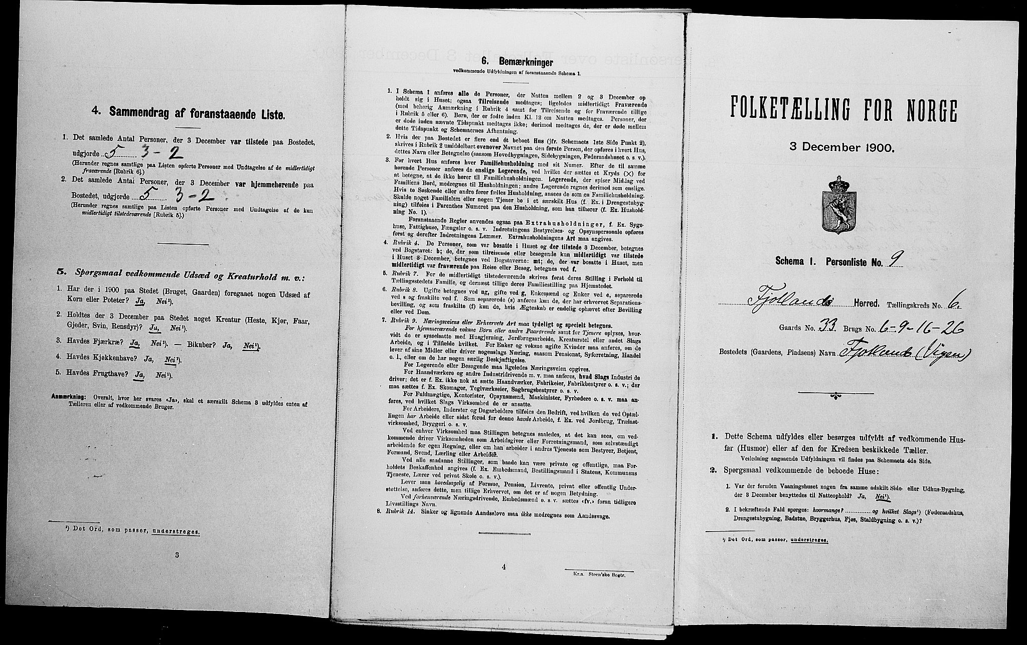 SAK, Folketelling 1900 for 1036 Fjotland herred, 1900, s. 244