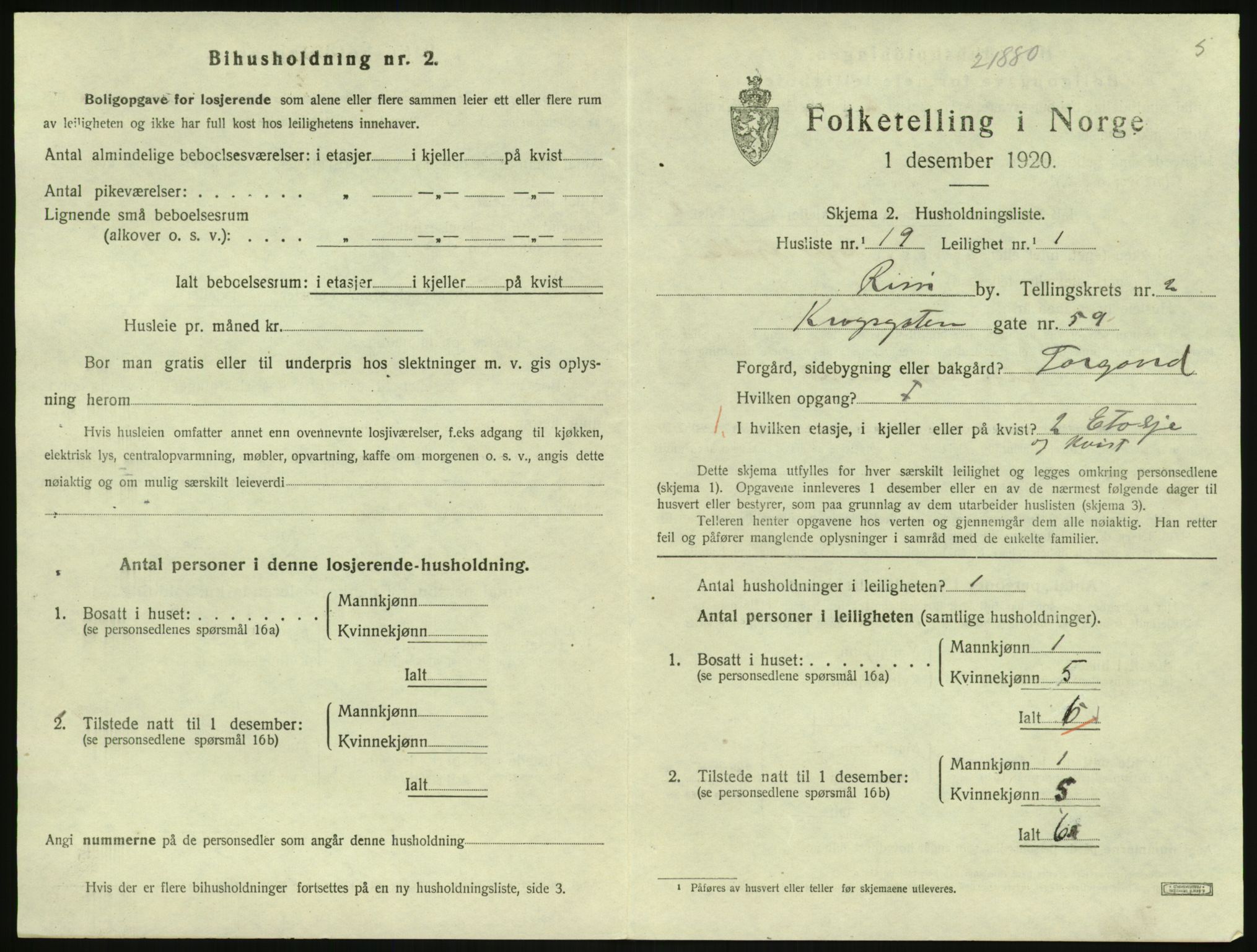 SAK, Folketelling 1920 for 0901 Risør kjøpstad, 1920, s. 1993
