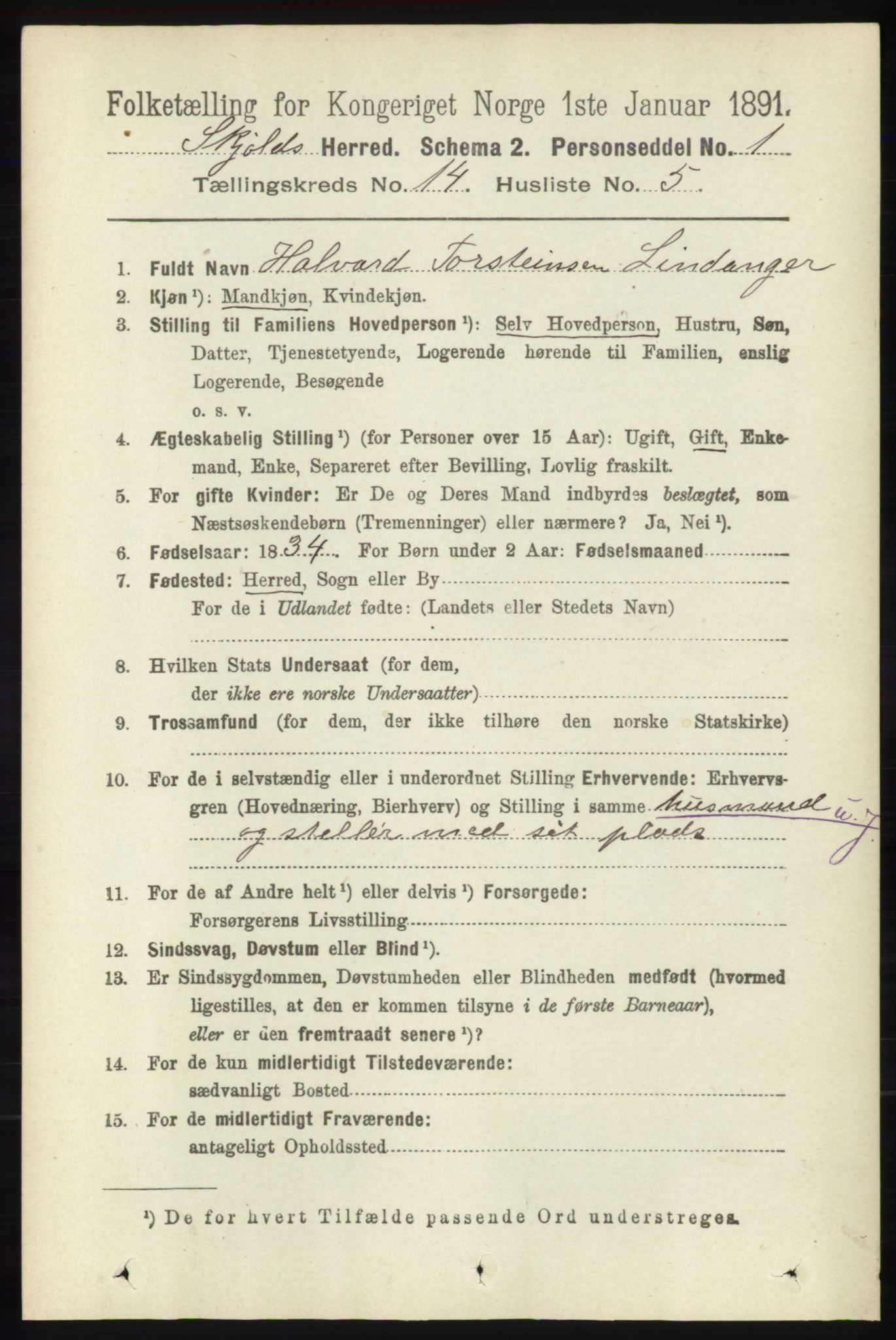RA, Folketelling 1891 for 1154 Skjold herred, 1891, s. 2591