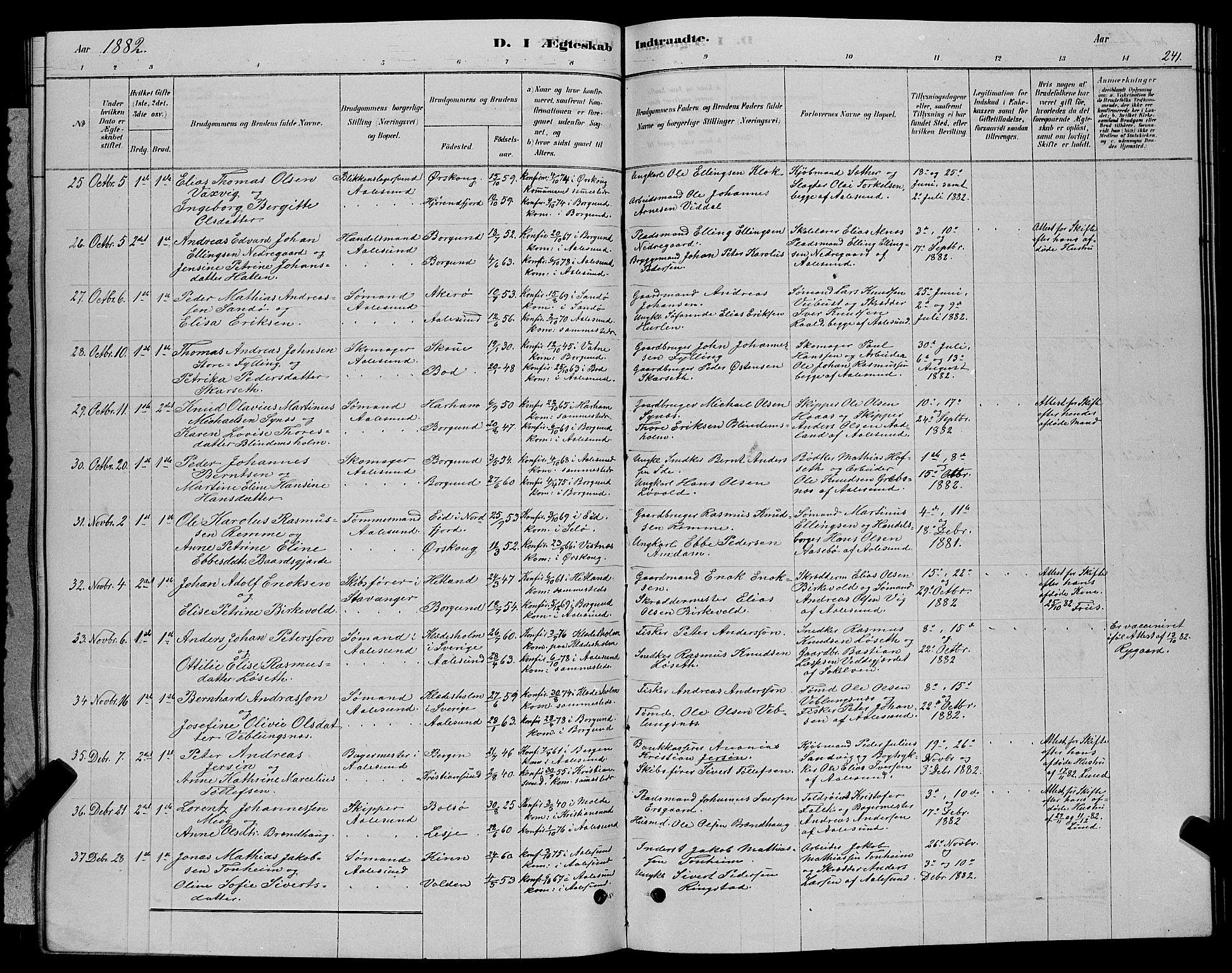 Ministerialprotokoller, klokkerbøker og fødselsregistre - Møre og Romsdal, AV/SAT-A-1454/529/L0466: Klokkerbok nr. 529C03, 1878-1888, s. 241